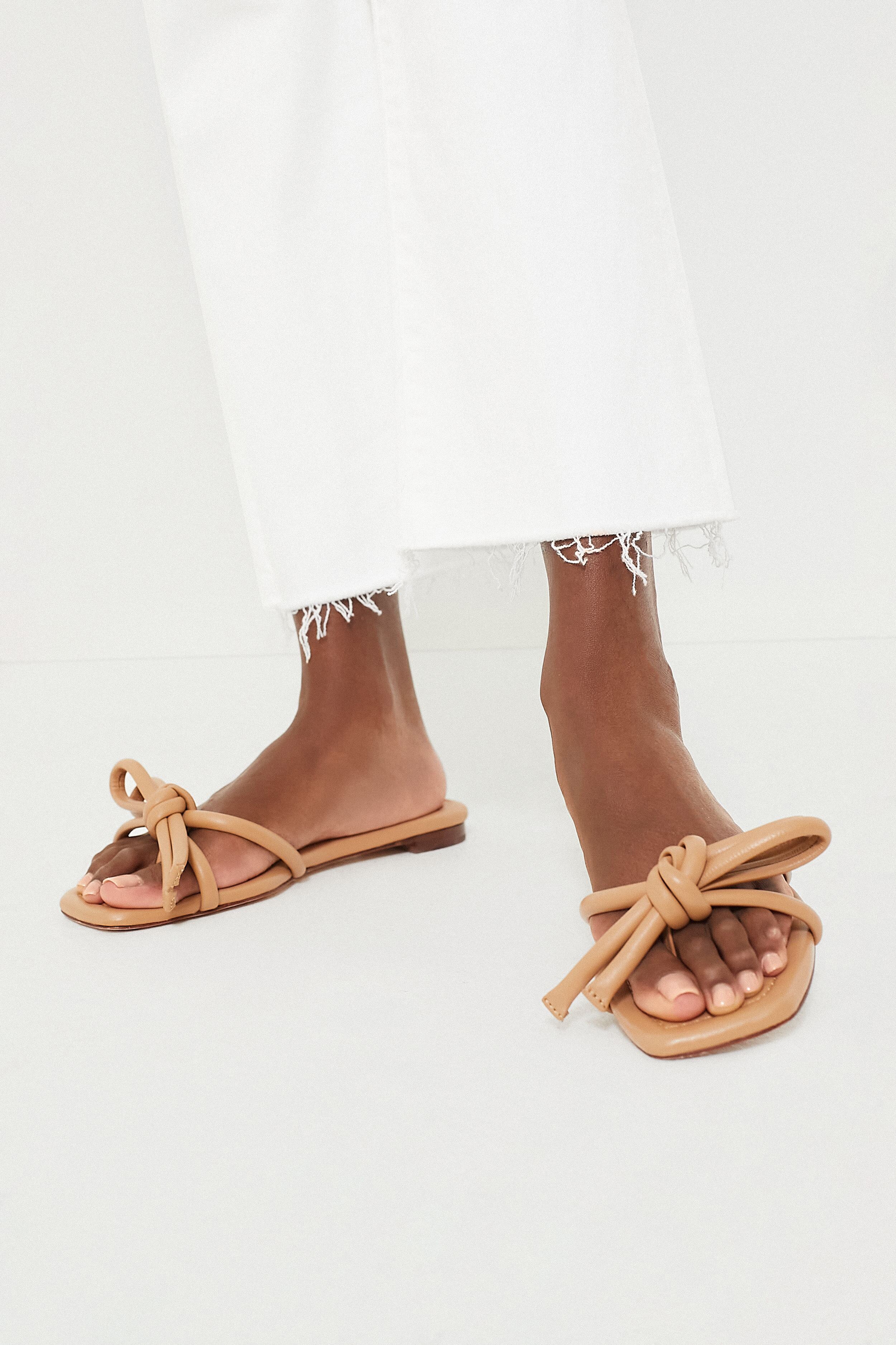 Dune Nappa Hadley Leather Bow Flat Sandal - Image 2