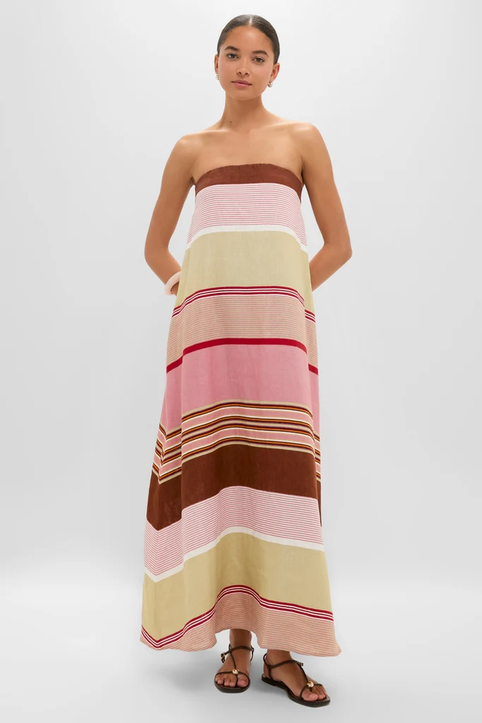 Dust Mauve Barragan Stripe Yolina Maxi Dress - Image 6