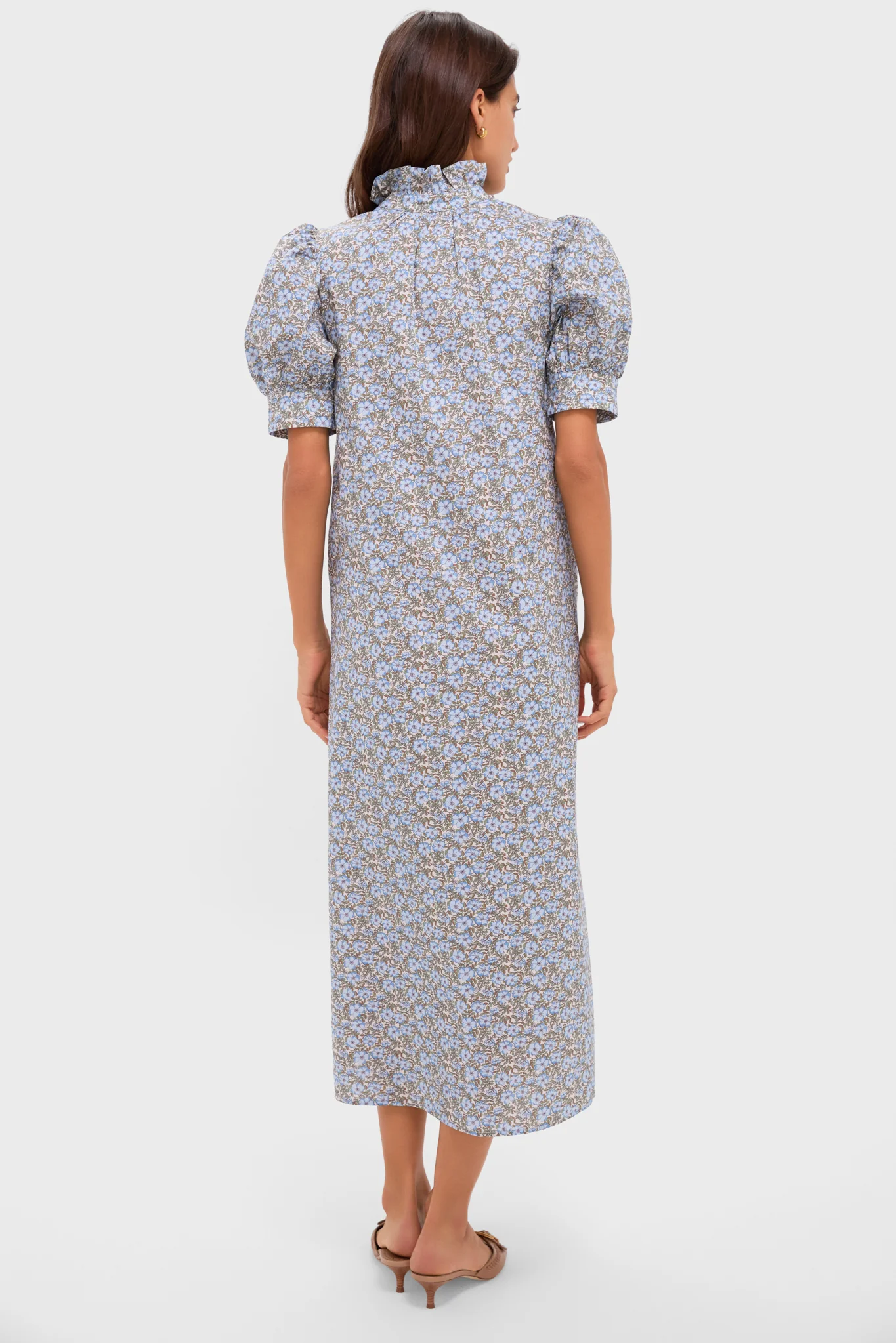 Dusty Blue & Brown Floral Louisa Maxi Dress - Image 5
