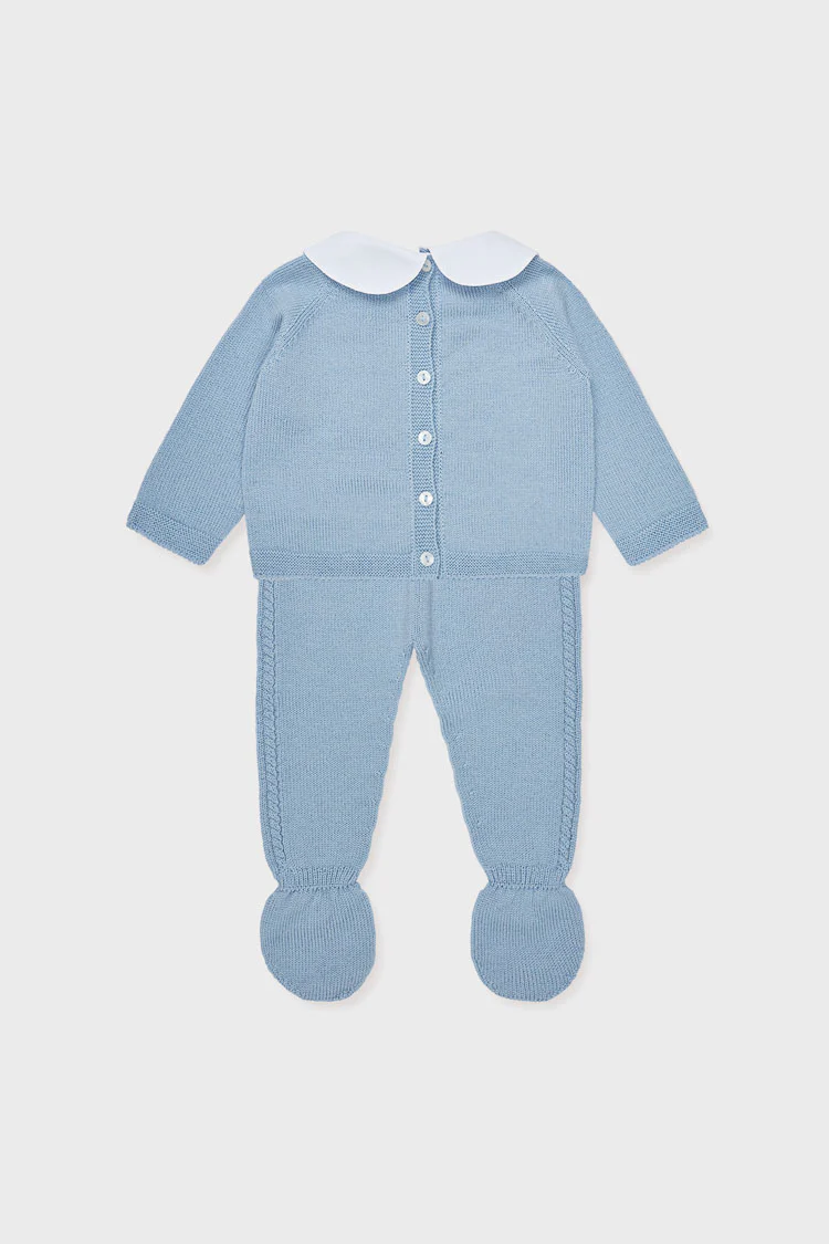 Dusty Blue Celyn Merino Baby Knitted Set - Image 2