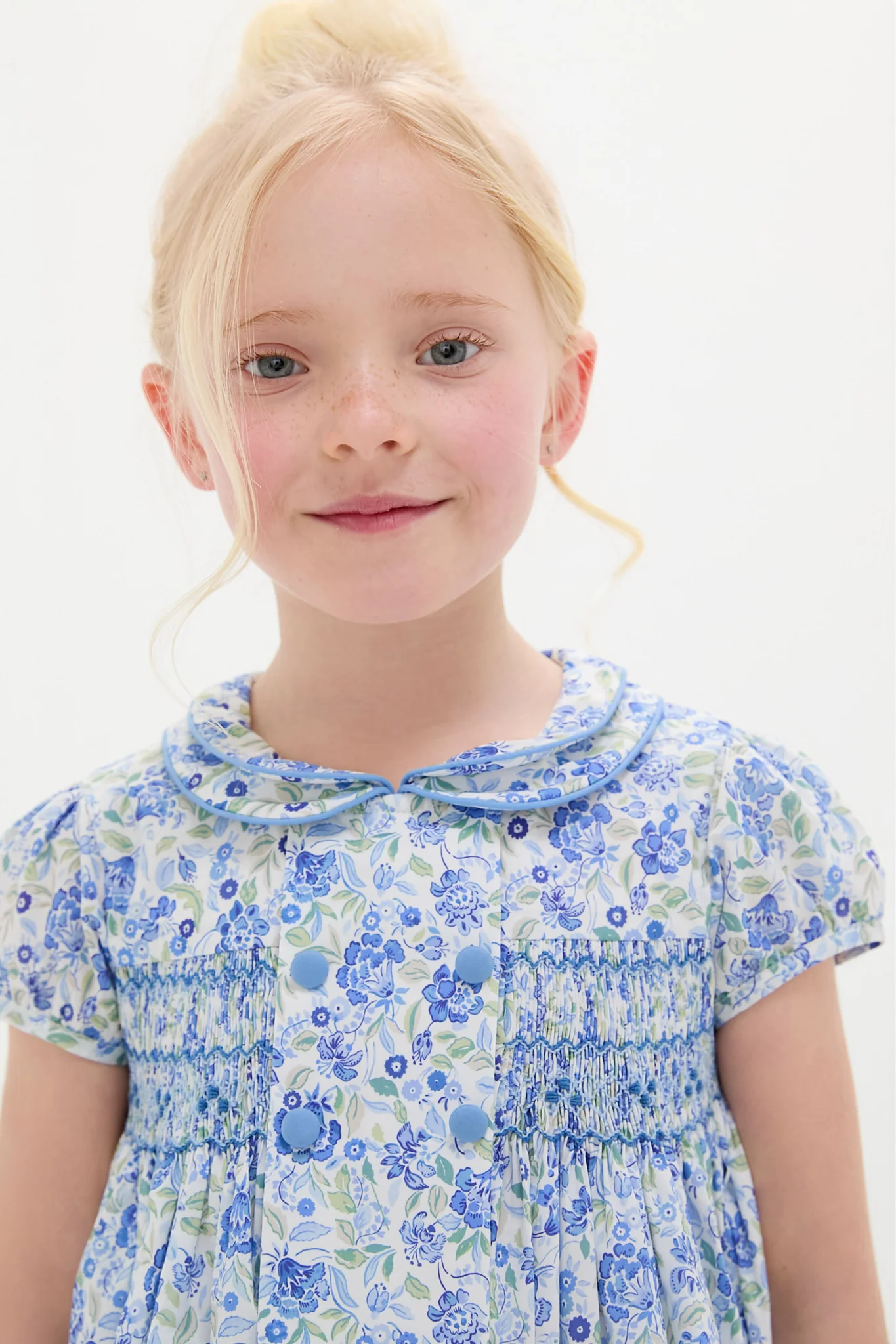 Dusty Blue Floral Arcadia Hand-Smocked Dress - Image 2