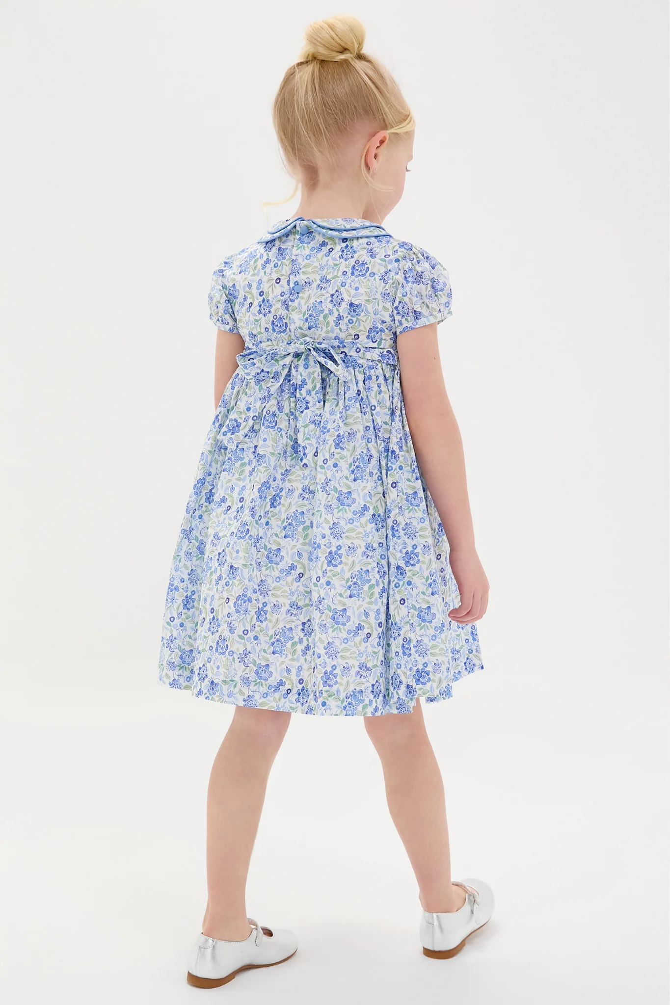 Dusty Blue Floral Arcadia Hand-Smocked Dress - Image 3
