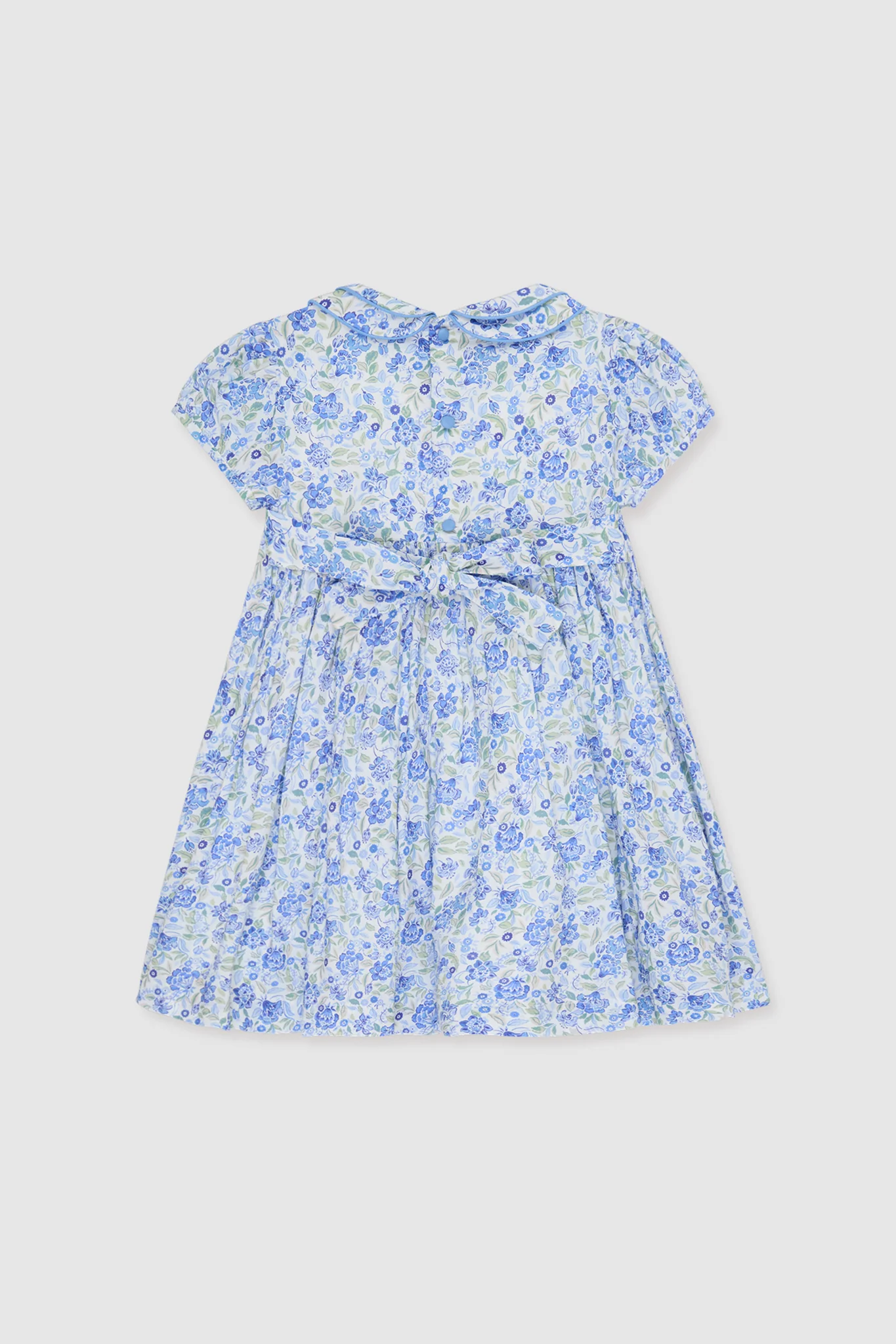 Dusty Blue Floral Arcadia Hand-Smocked Dress - Image 5