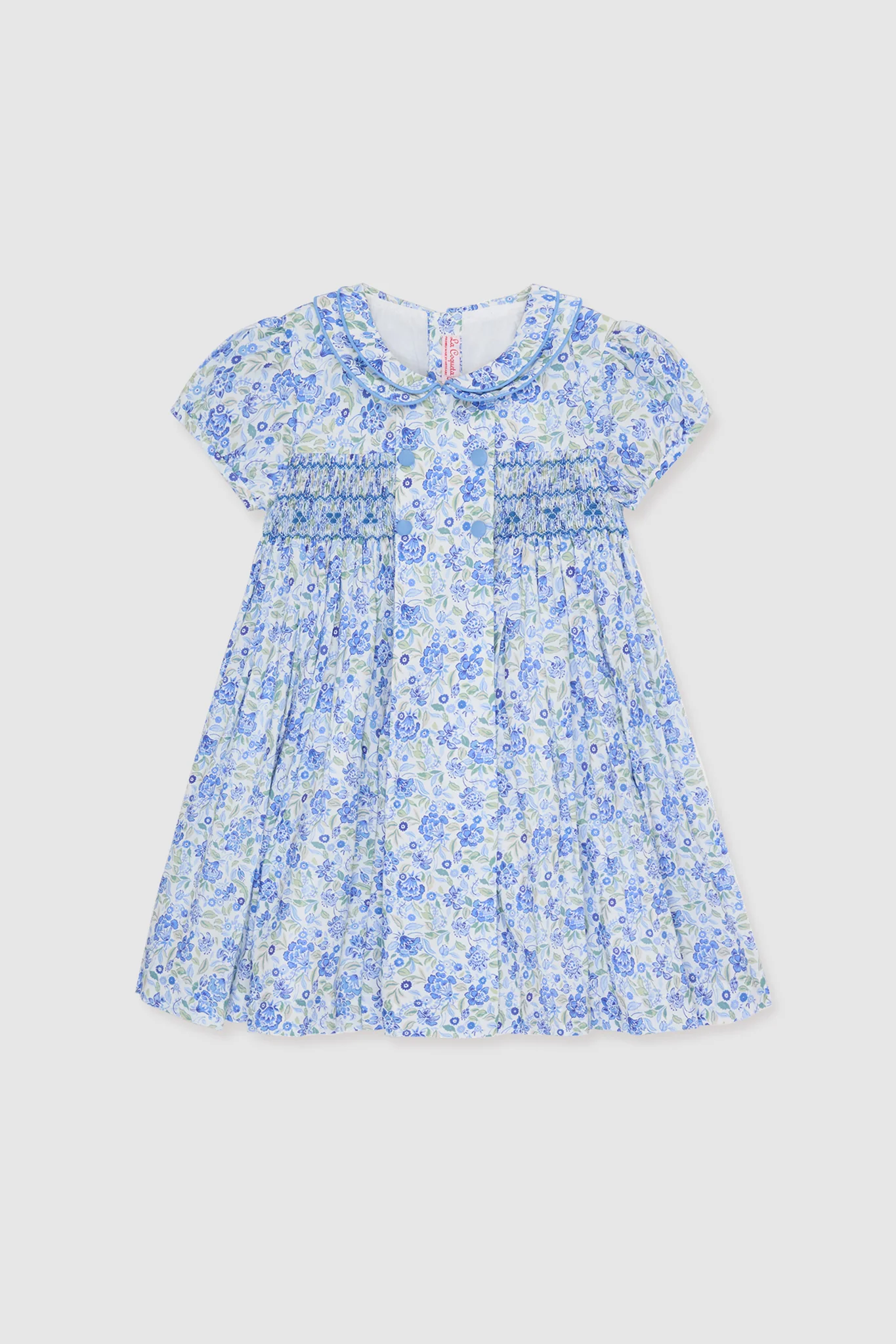 Dusty Blue Floral Arcadia Hand-Smocked Dress - Image 7