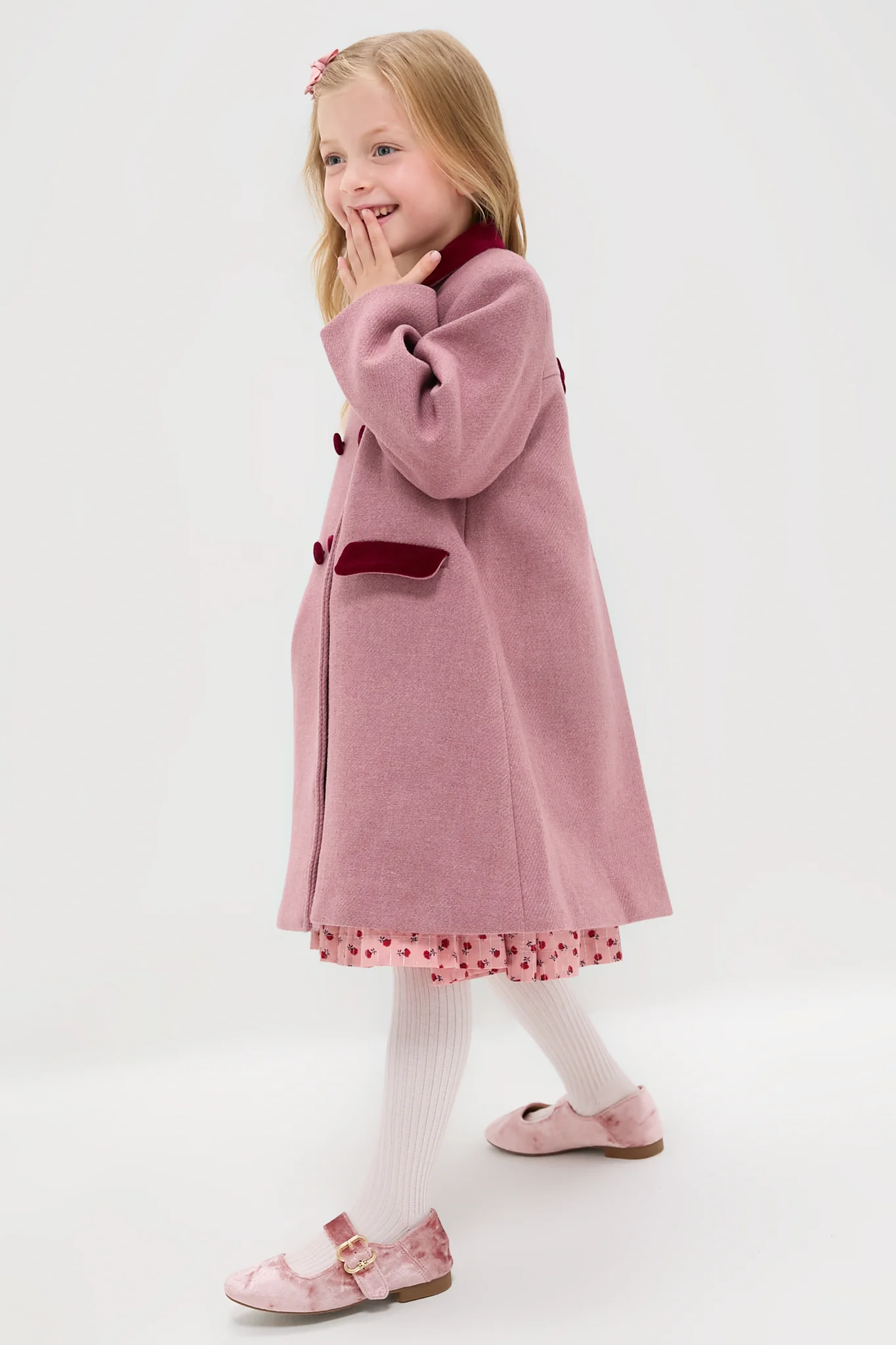 Dusty Pink Arrieta Girl Coat - Image 3
