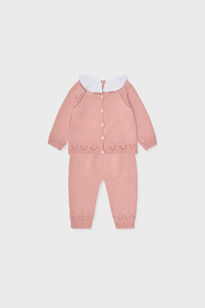 Dusty Pink Baya Merino Baby Girl Knitted Set - Image 2