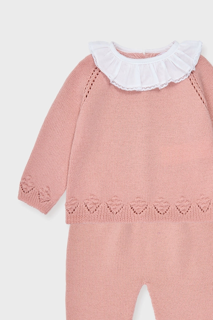 Dusty Pink Baya Merino Baby Girl Knitted Set - Image 3