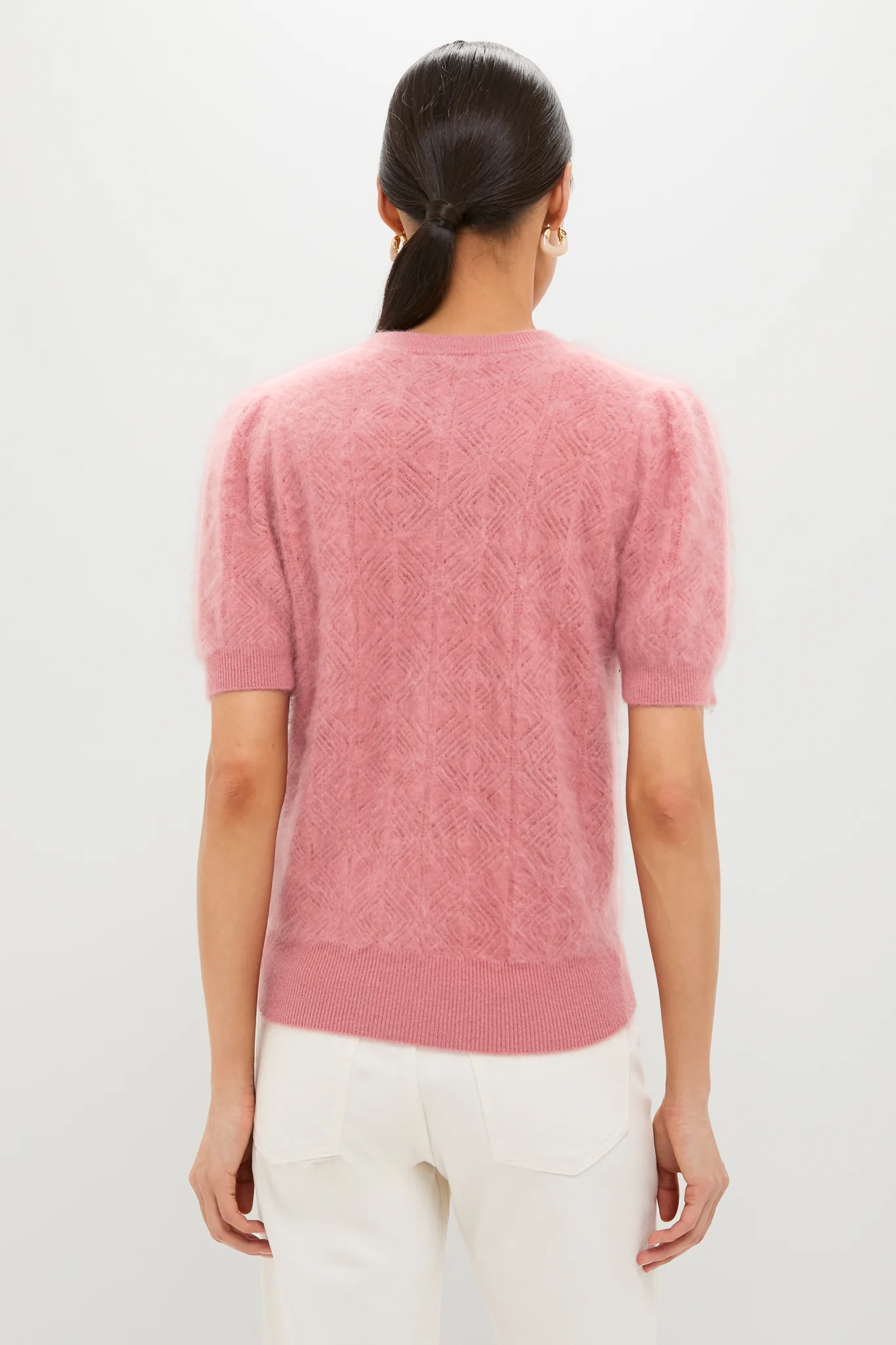 Dusty Rose Brushed Merino Wool Puff Sleeve Lexie Sweater - Image 4