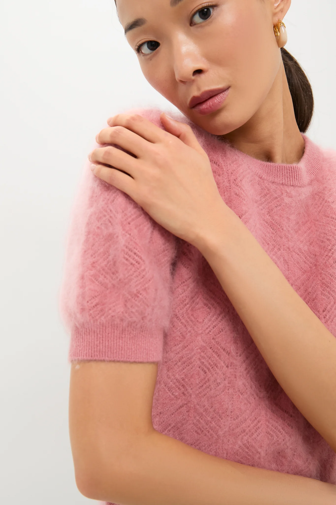 Dusty Rose Brushed Merino Wool Puff Sleeve Lexie Sweater - Image 5