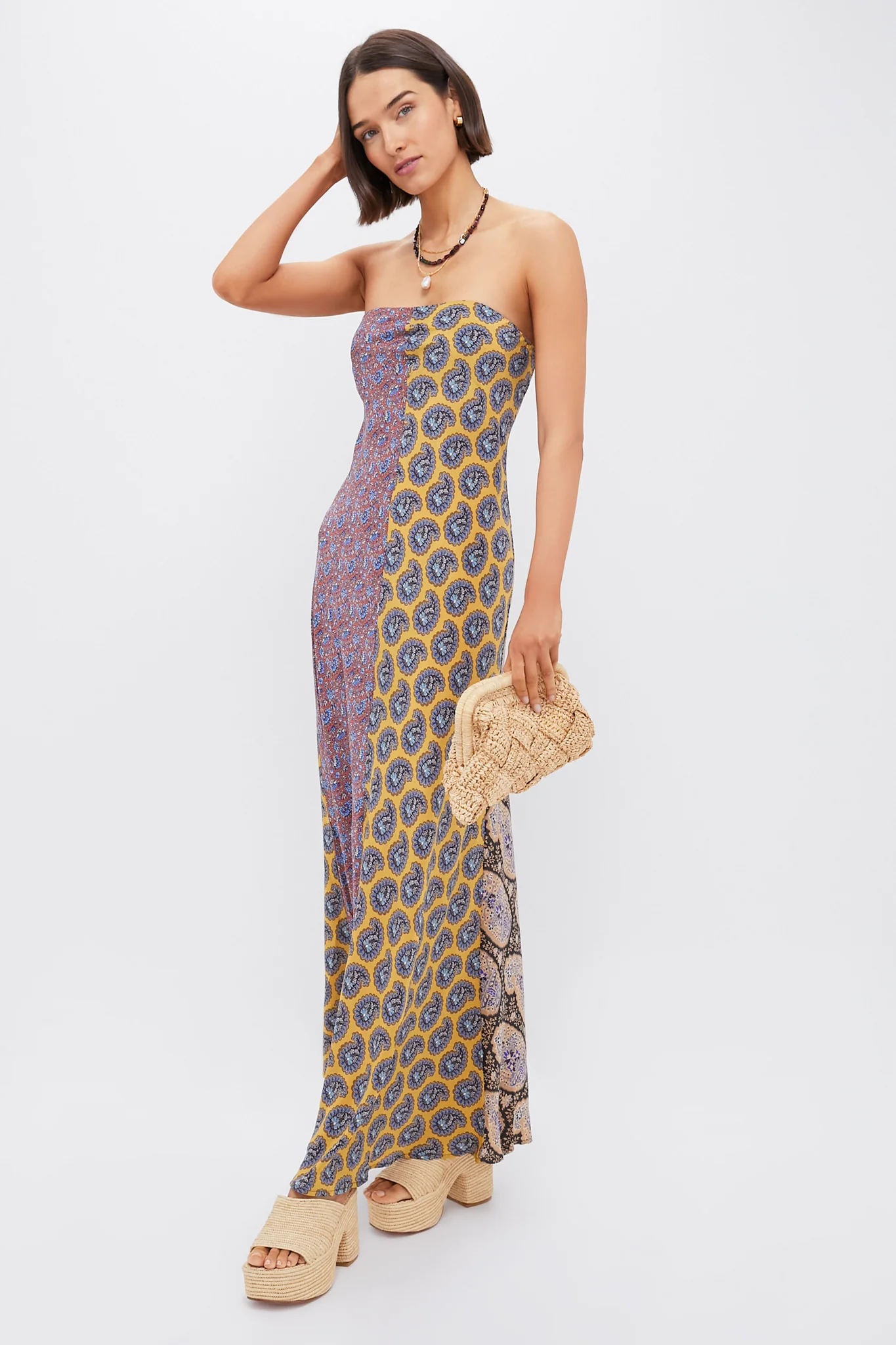 Earthy Patchwork Pietro Silk Maxi Dress - Image 2