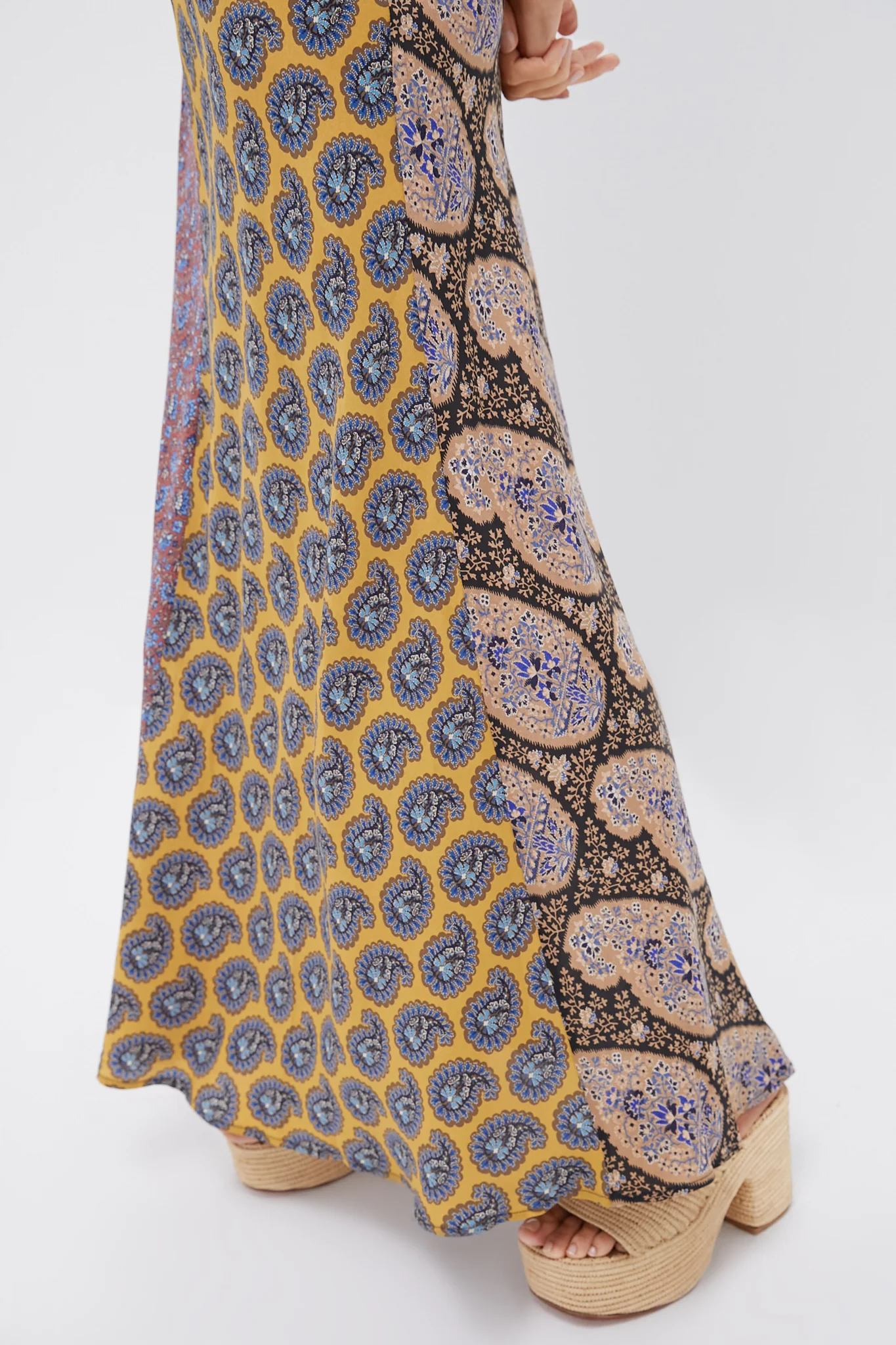 Earthy Patchwork Pietro Silk Maxi Dress - Image 6