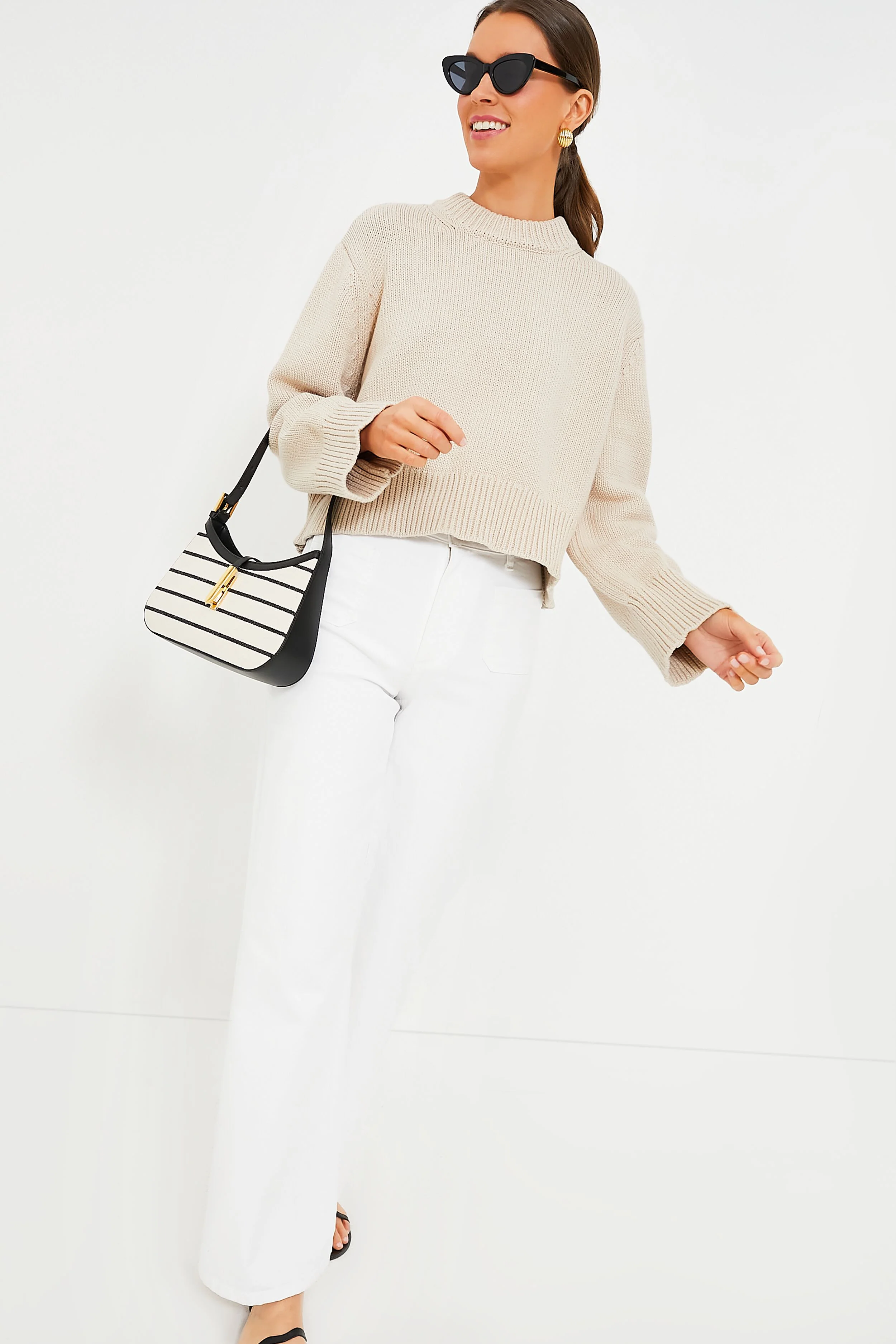 Ecru Breton Stripe Canvas Tokyo Bag - Image 3