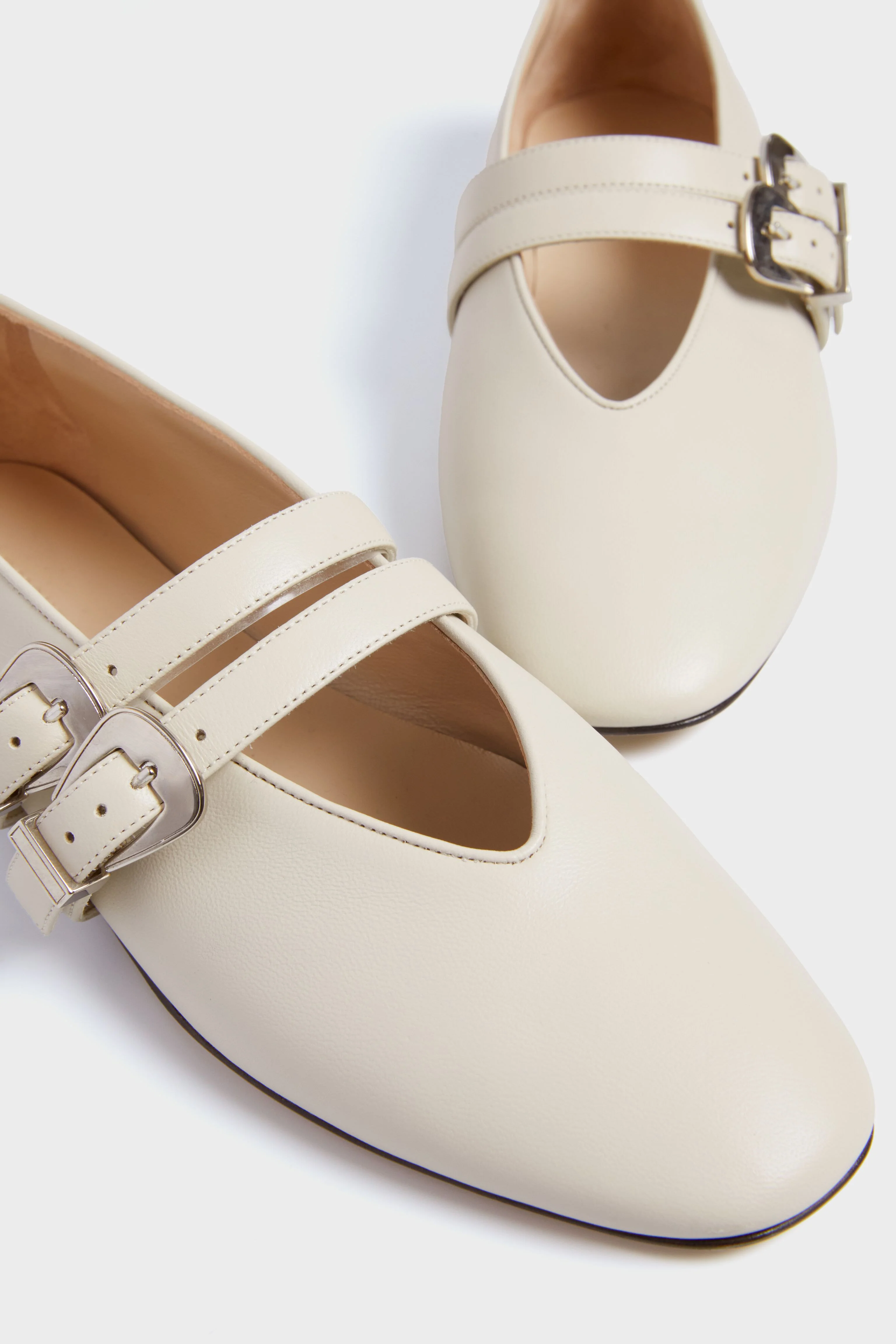 Ecru Claudia Leather Slippers - Image 5