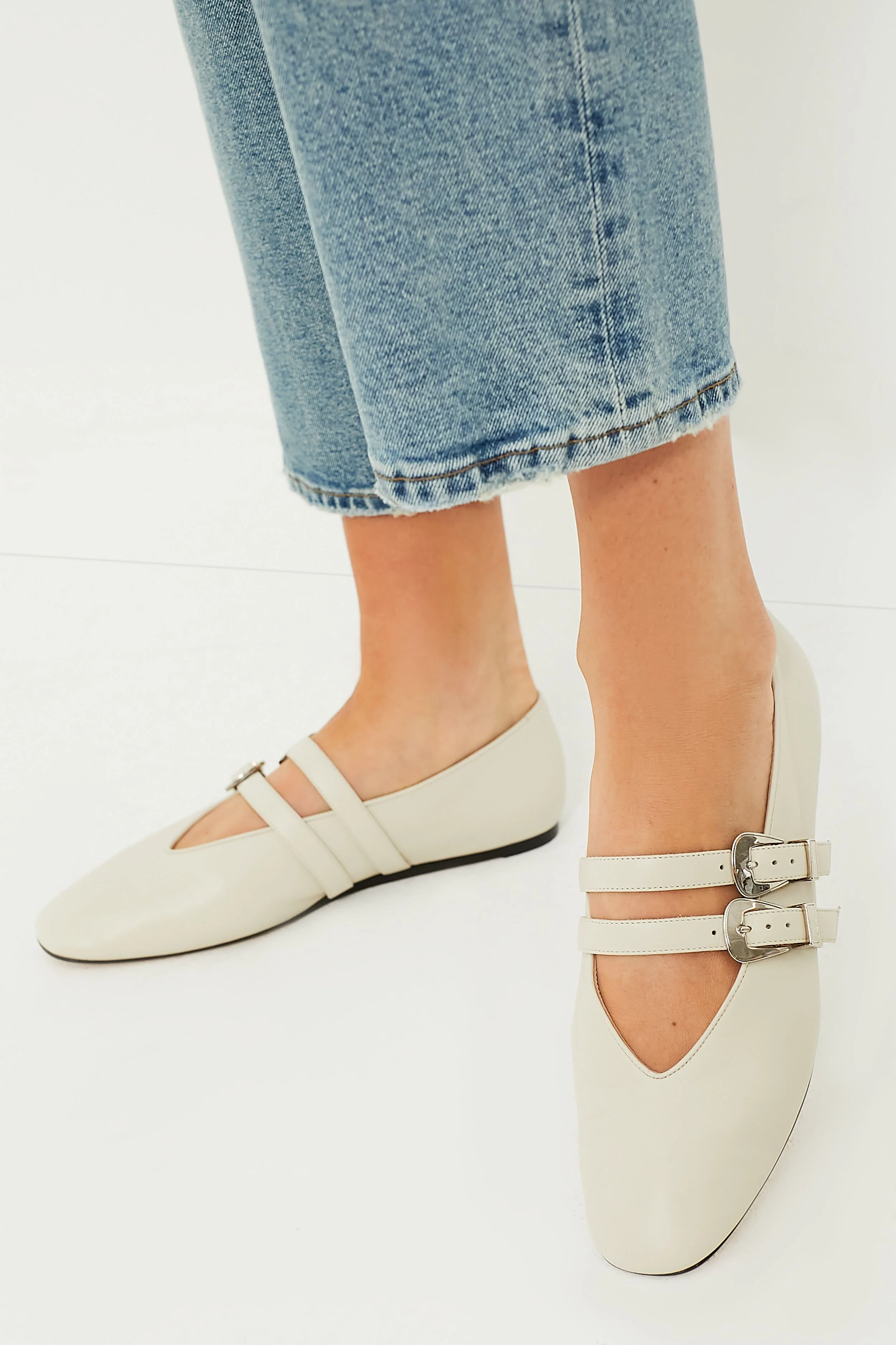 Ecru Claudia Leather Slippers - Image 6