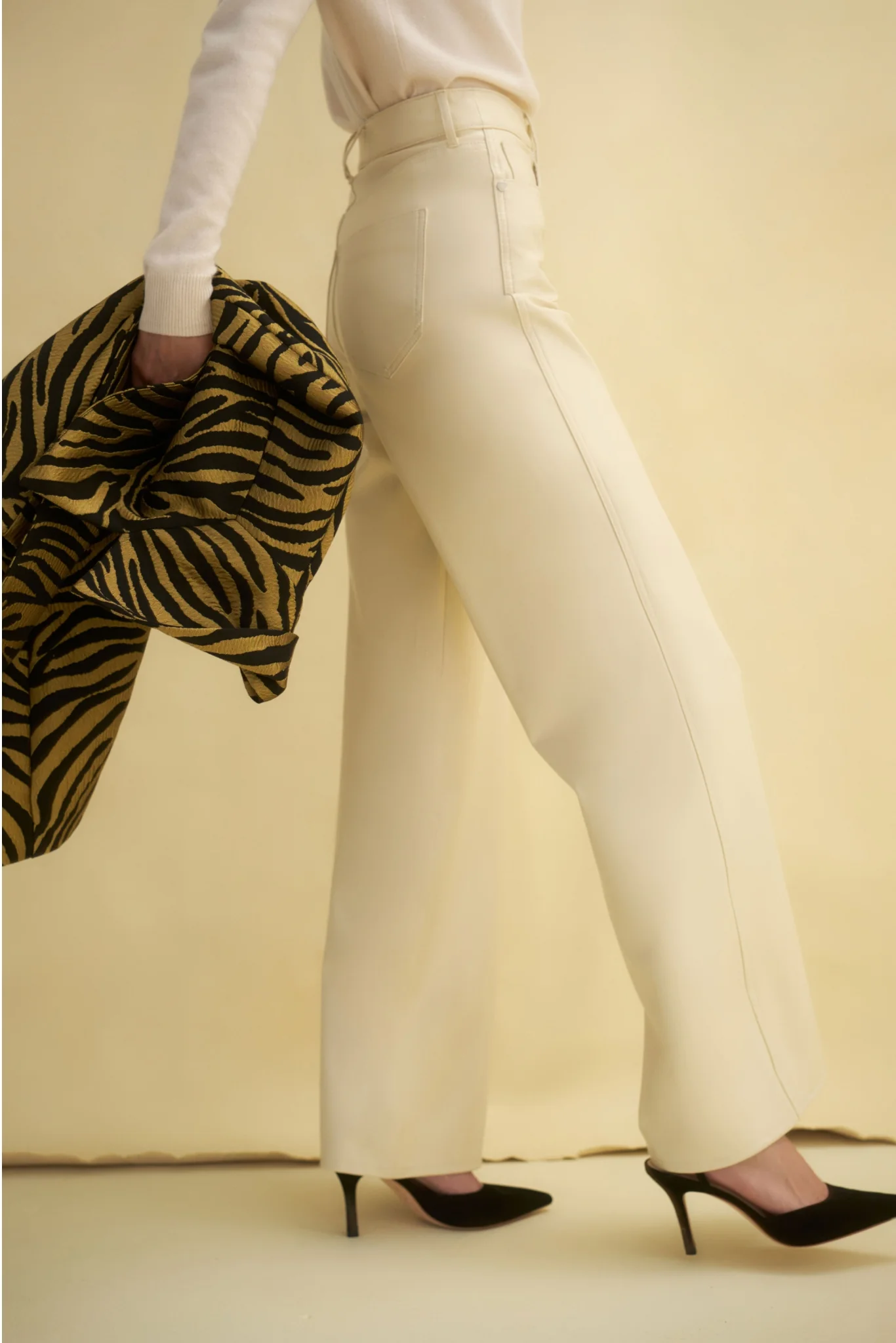 Ecru Vegan Leather Taylor High Rise Wide Leg - Image 6