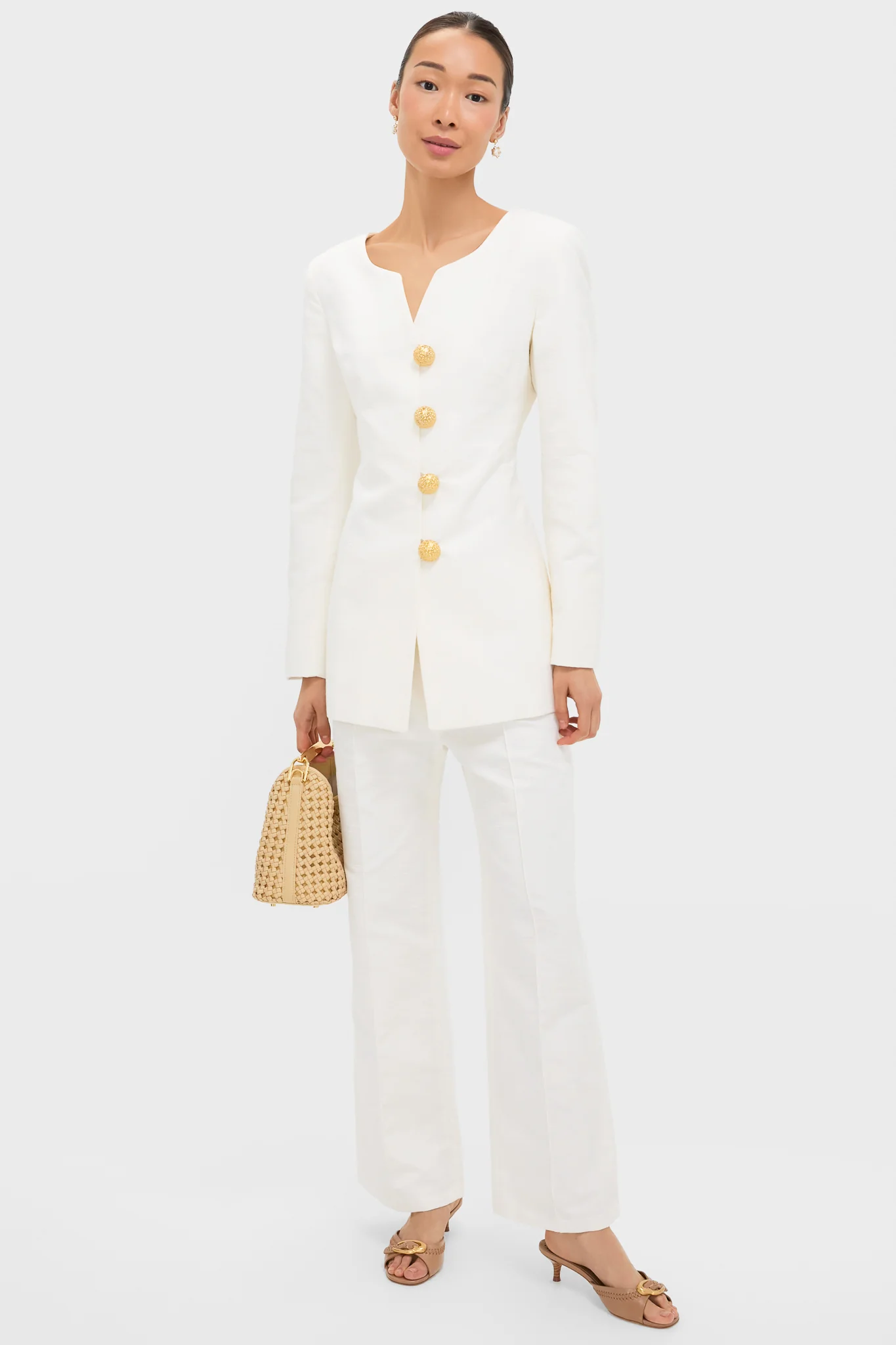 Ecru Yoshitomo Textured Pants - Image 2