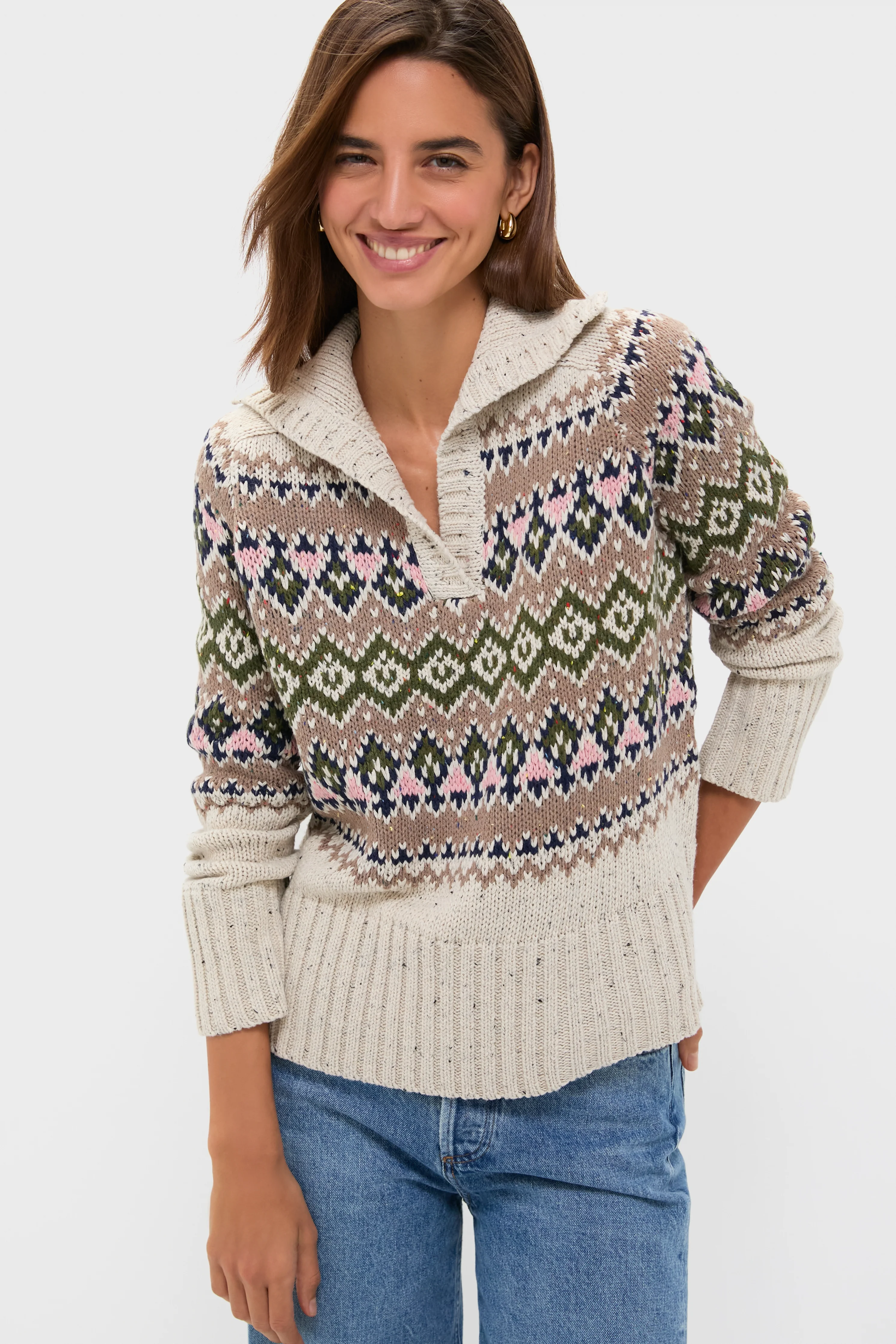 Eggshell Fair Isle Edna Sweater - Image 2