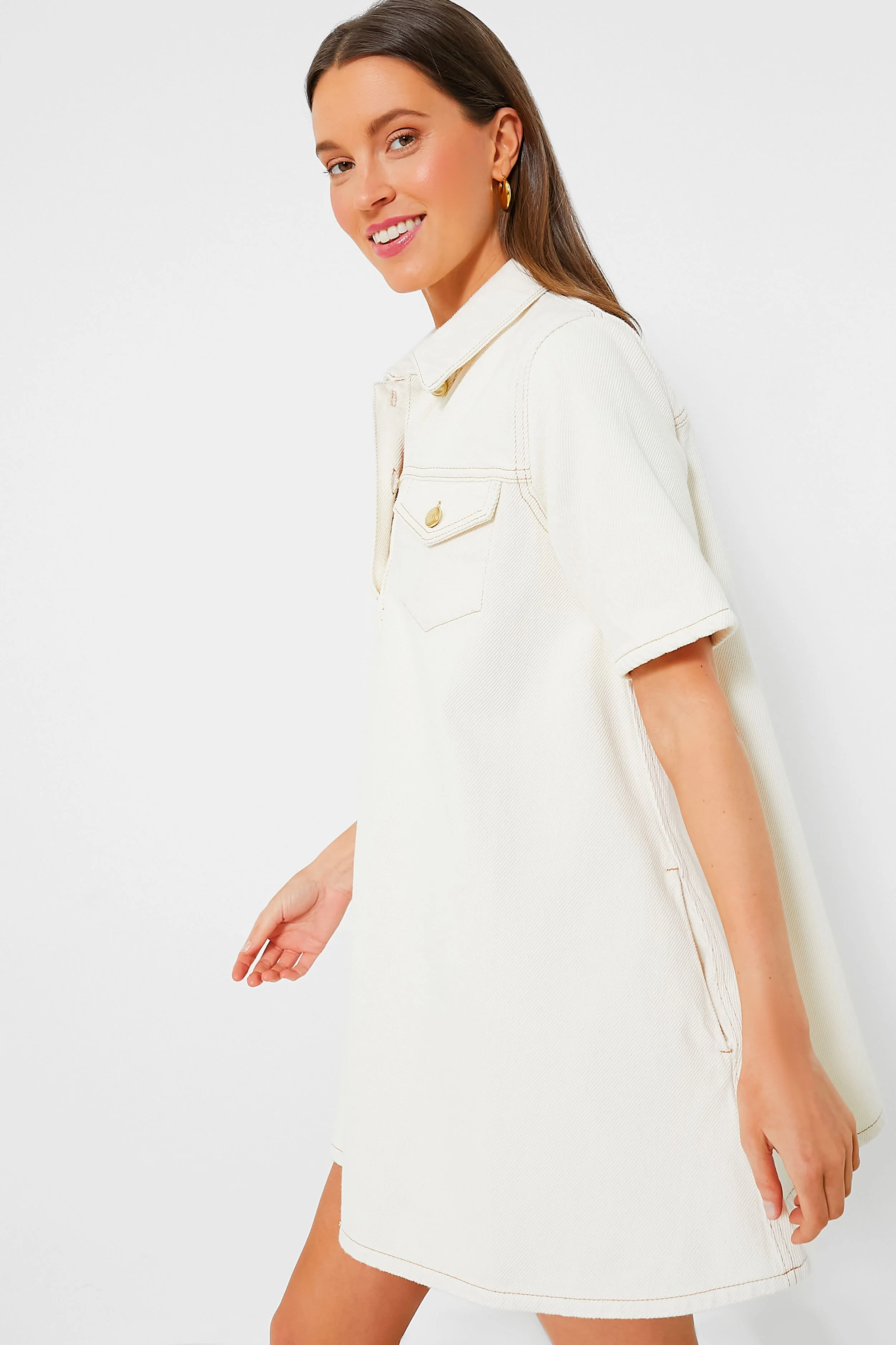Egret Heavy Denim Mini Dress - Image 3