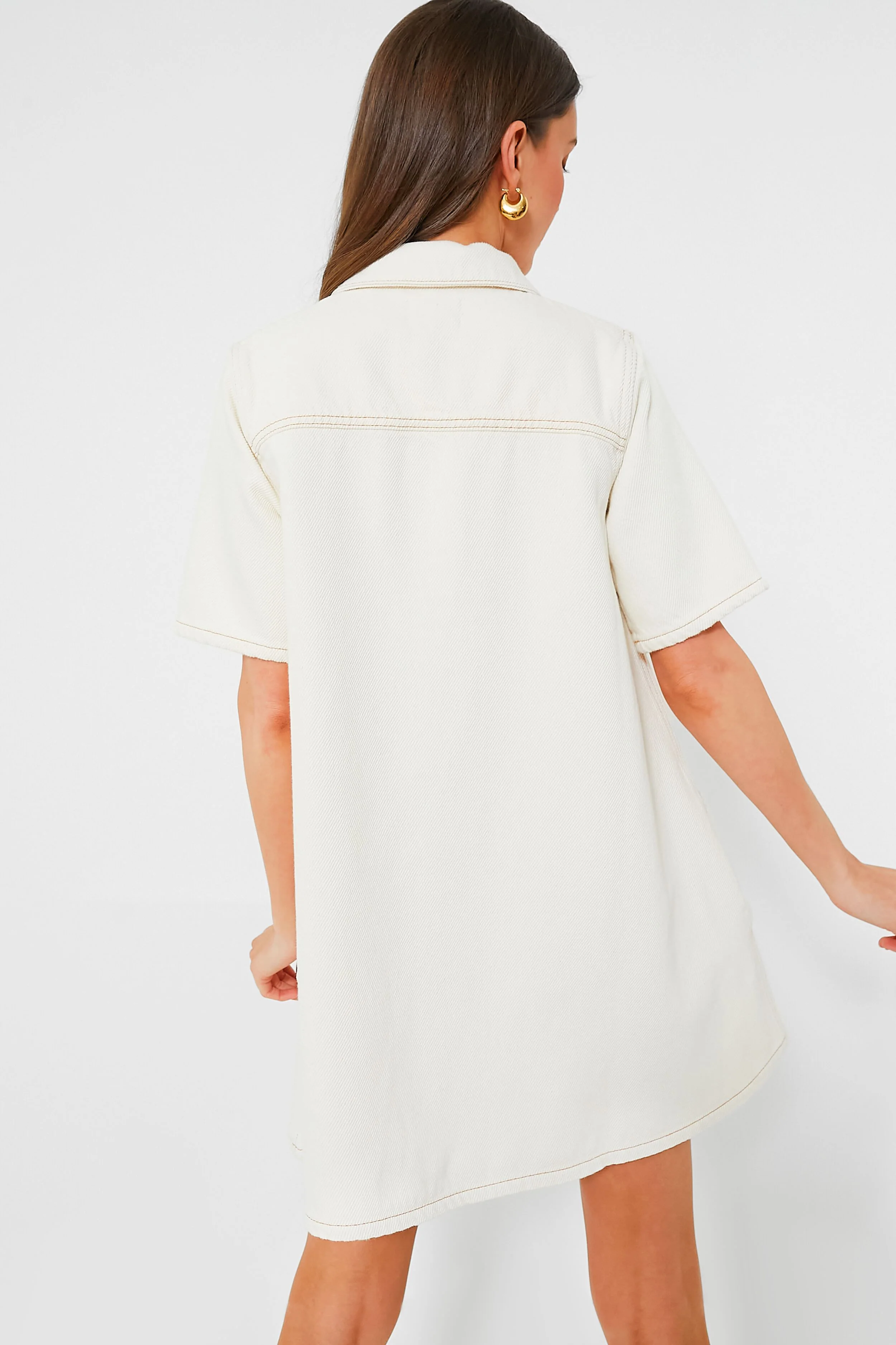 Egret Heavy Denim Mini Dress - Image 4