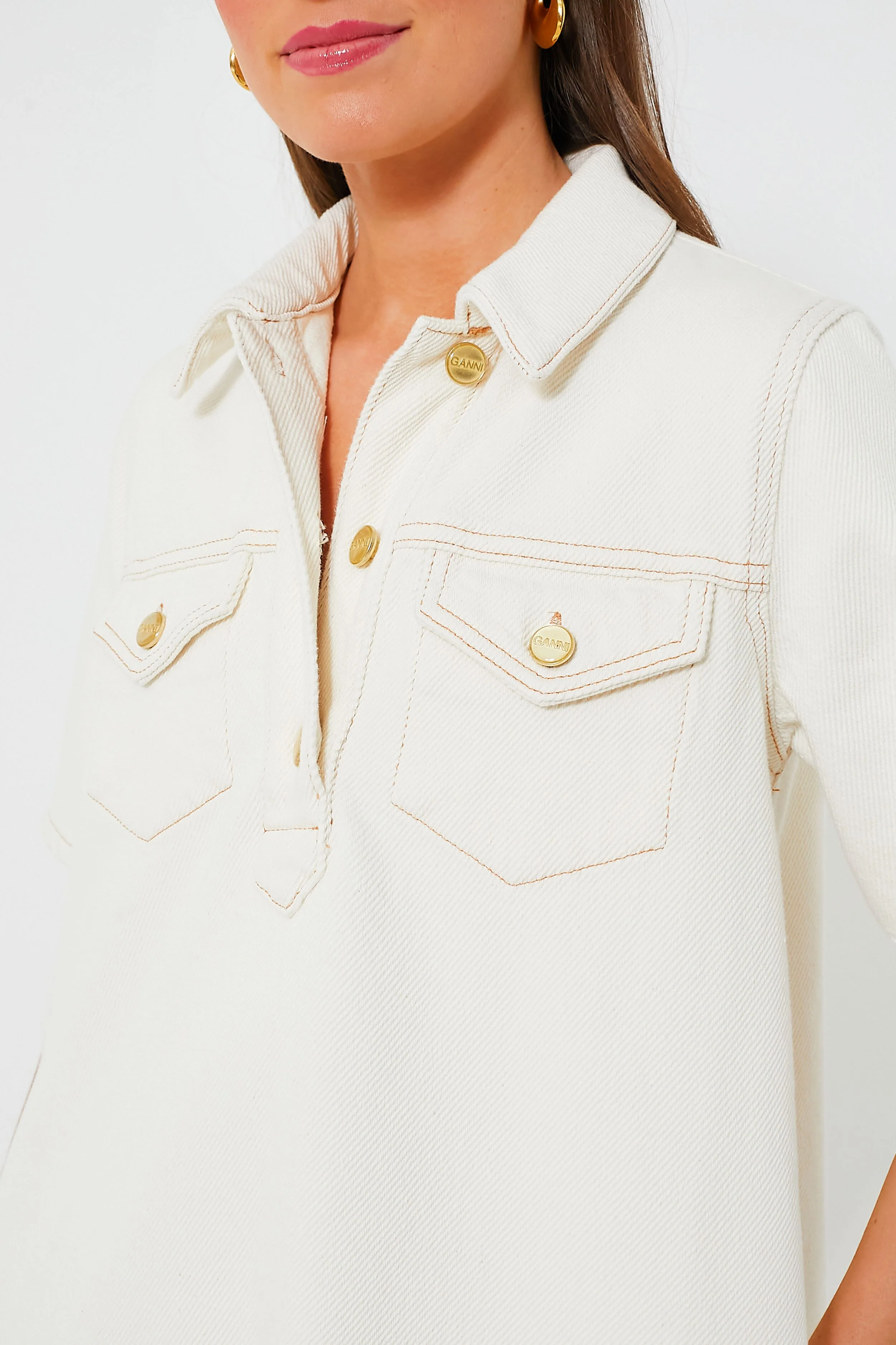 Egret Heavy Denim Mini Dress - Image 5