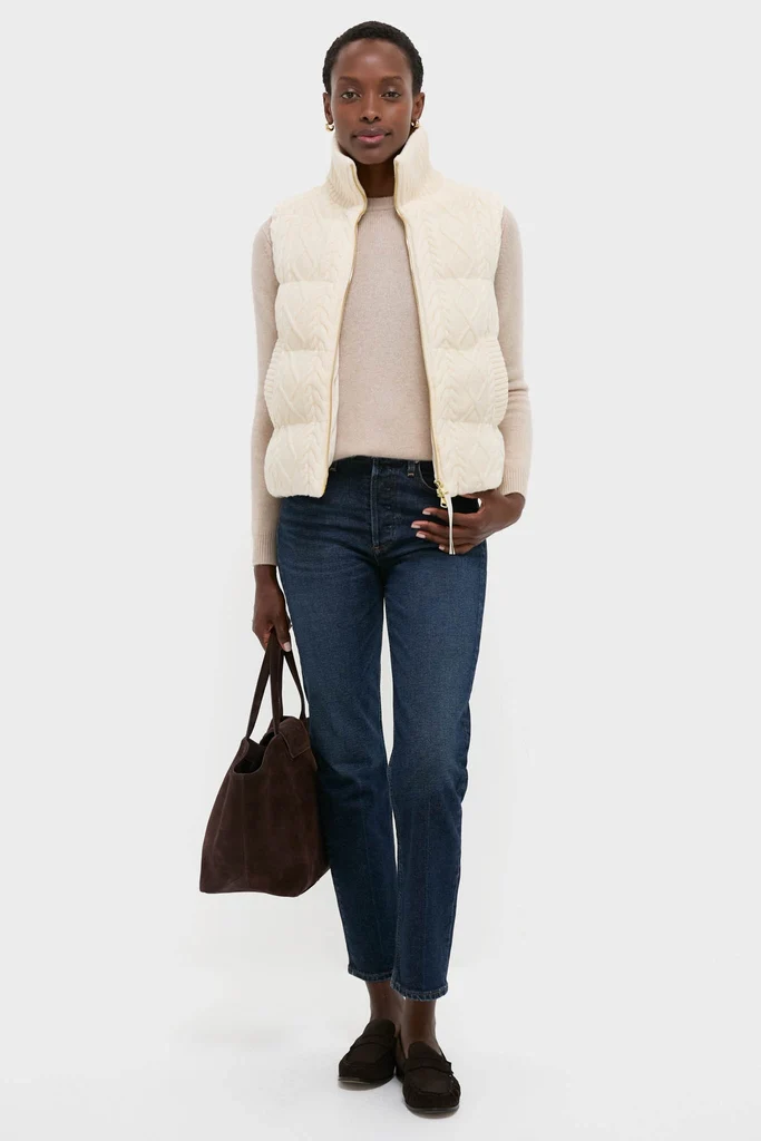 Egret Irina Cable Knit Gilet - Image 2