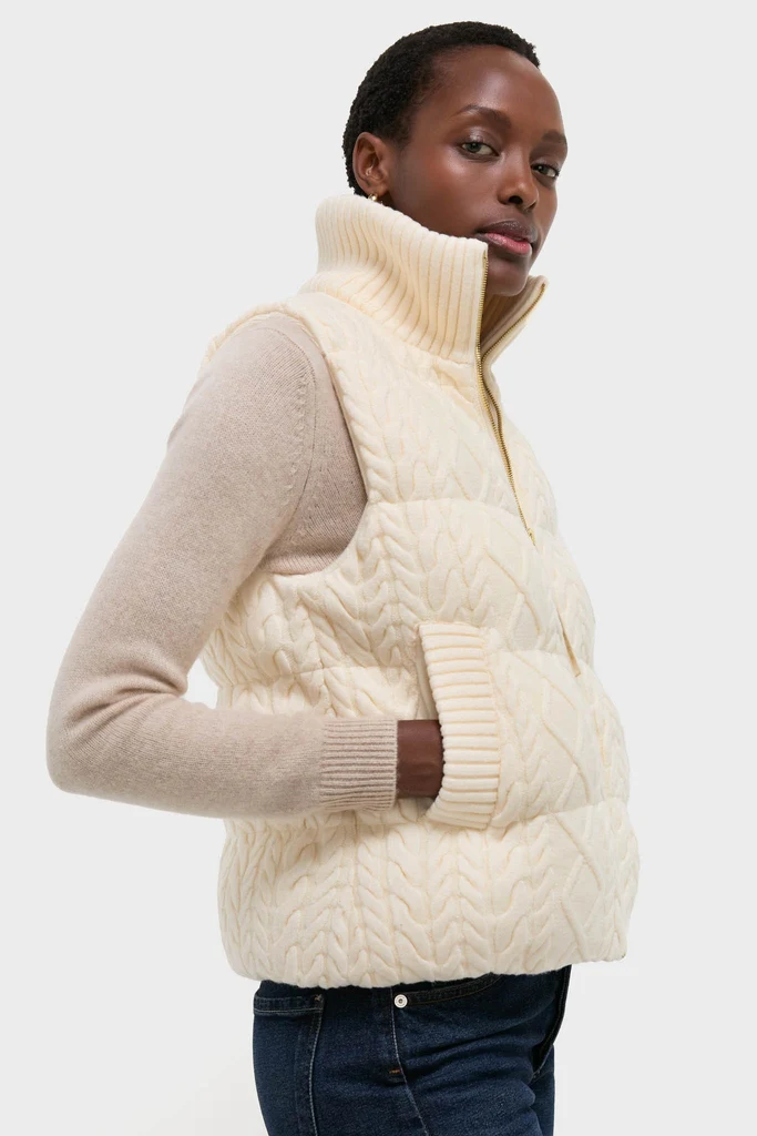 Egret Irina Cable Knit Gilet - Image 3