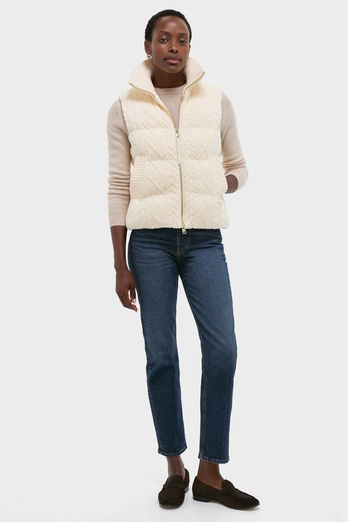 Egret Irina Cable Knit Gilet - Image 6