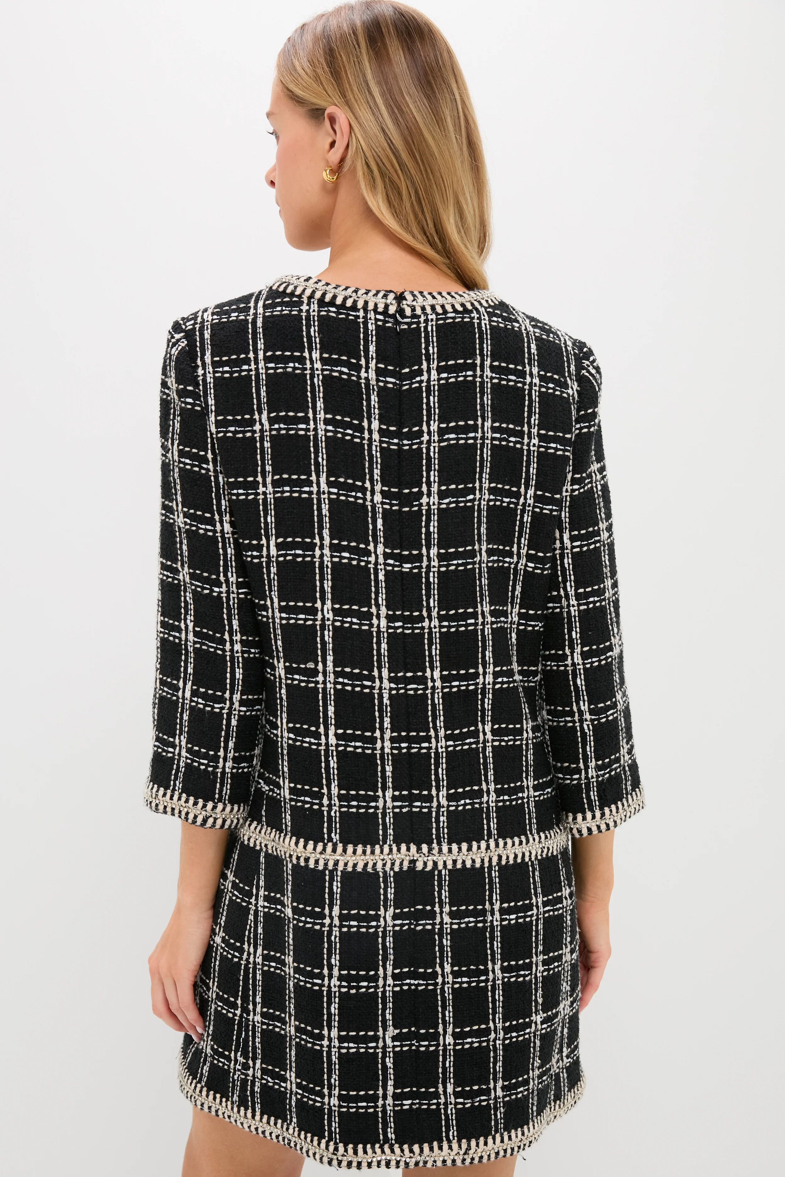 Embellished Black Tweed Onassis Dress - Image 4