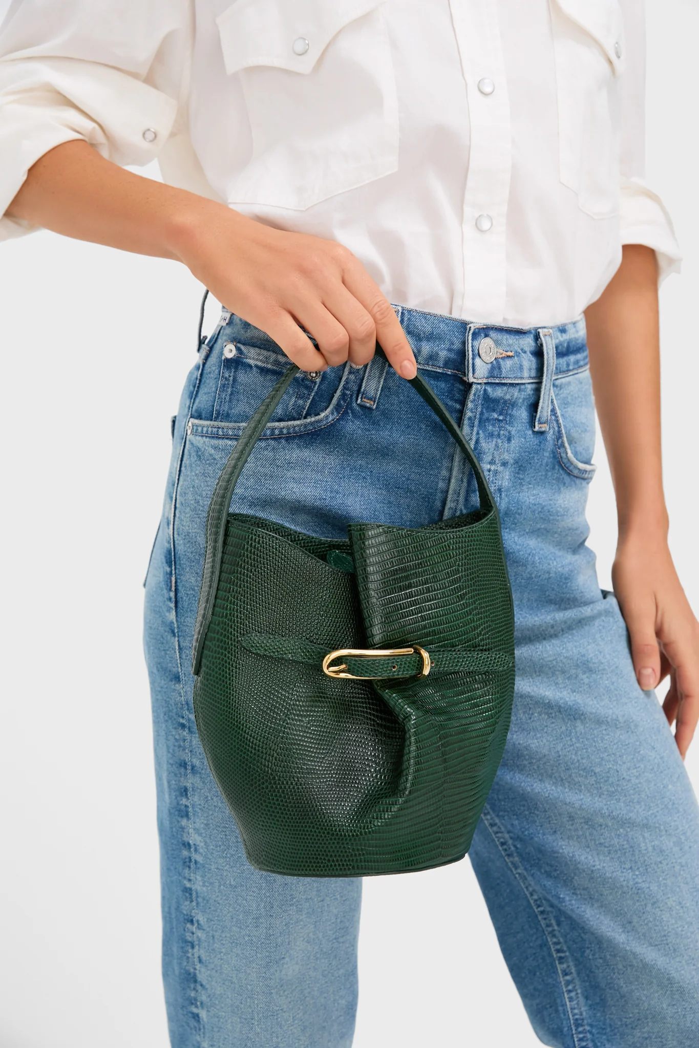 Emerald Mini Belted Bucket Bag - Image 2