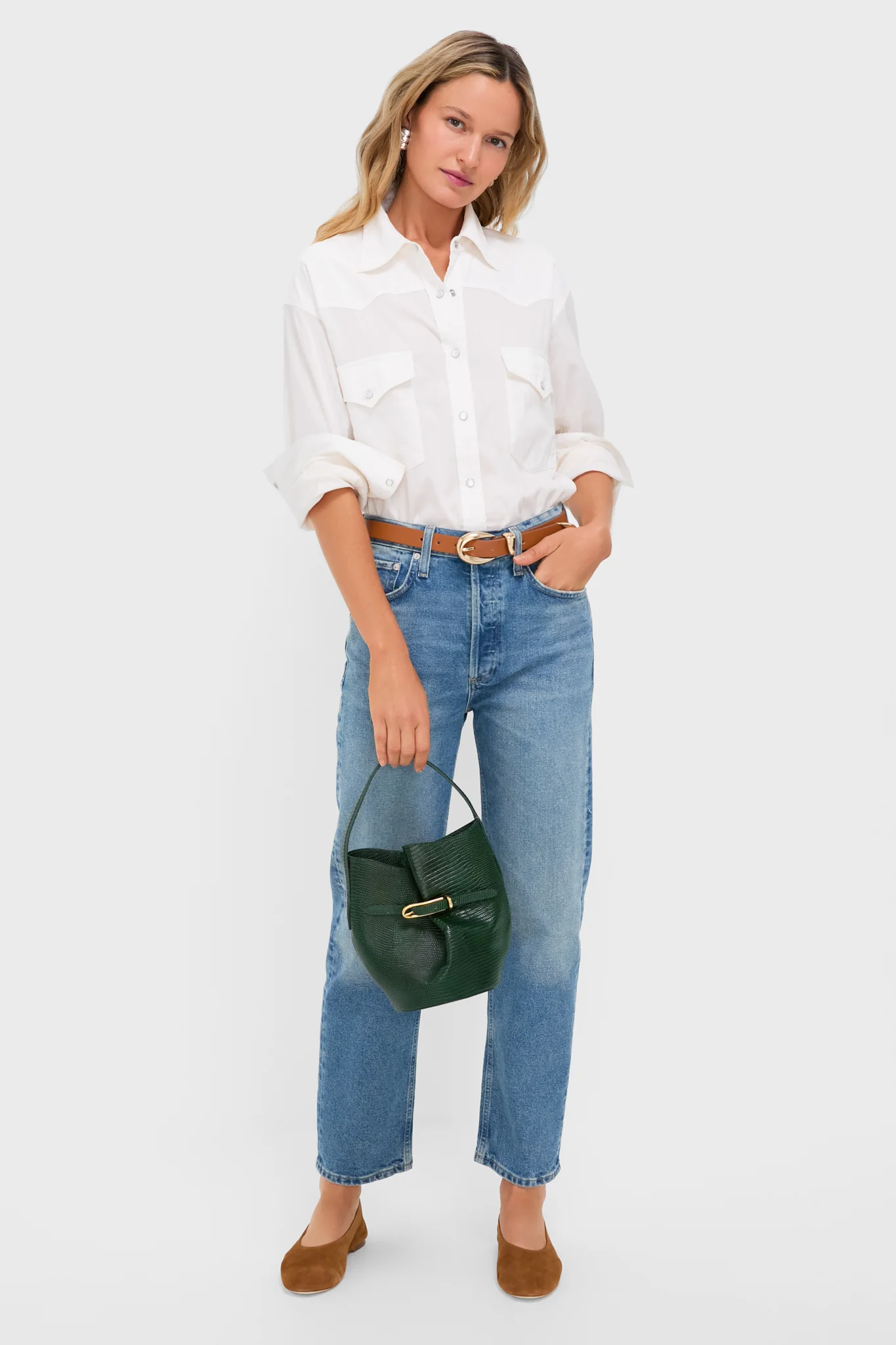 Emerald Mini Belted Bucket Bag - Image 3
