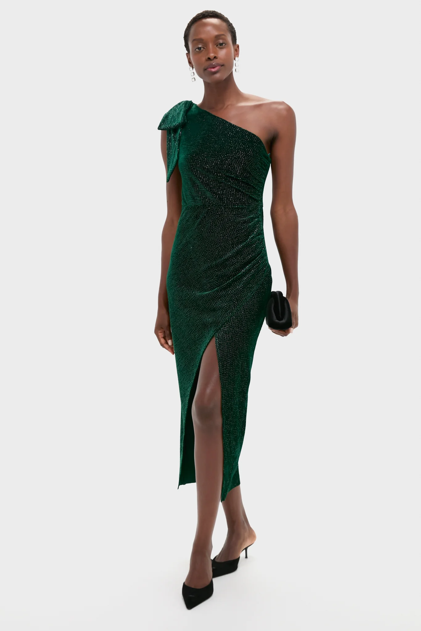 Emerald One Shoulder Ainslee Midi Dress - Image 2