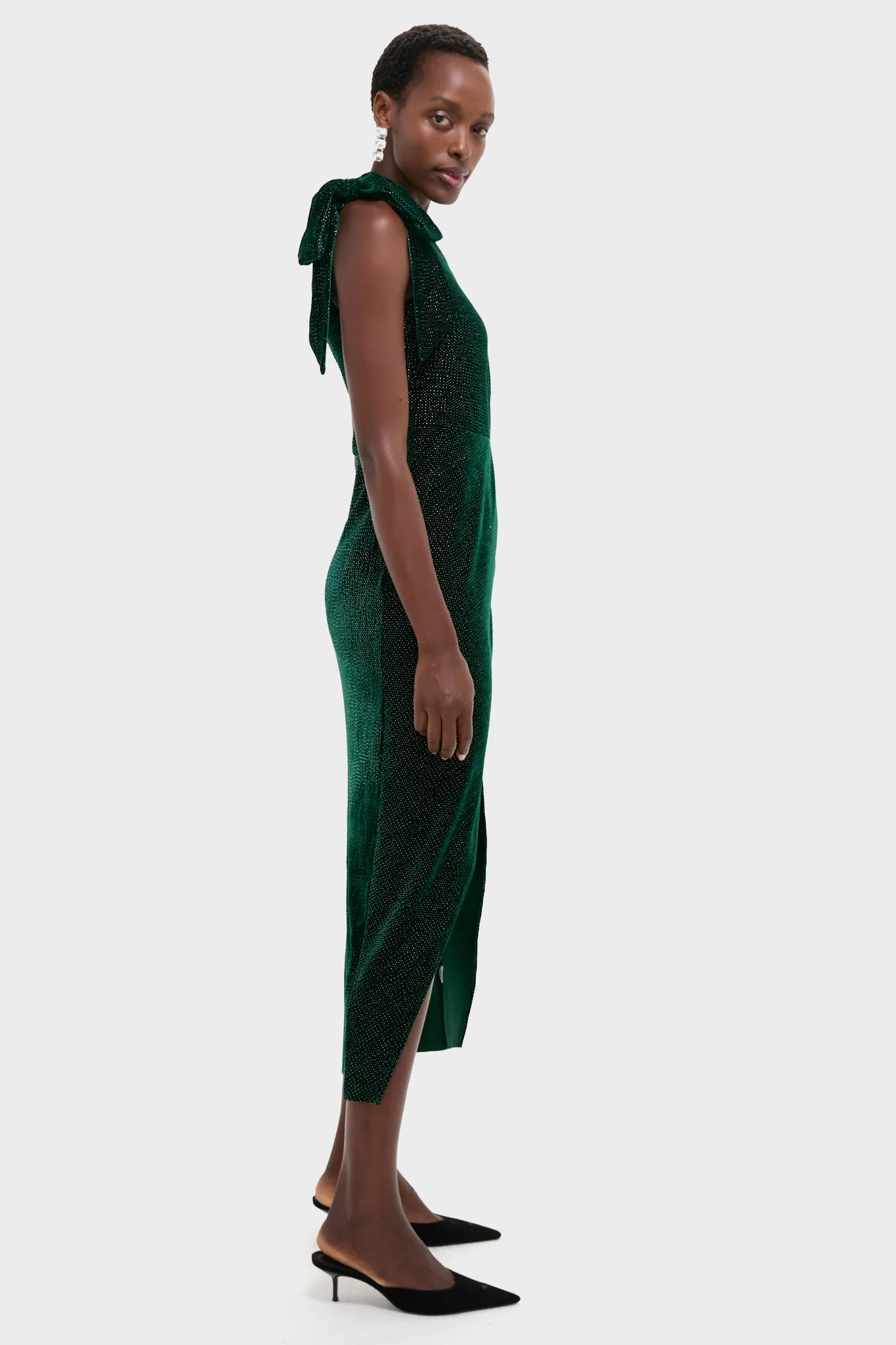 Emerald One Shoulder Ainslee Midi Dress - Image 3