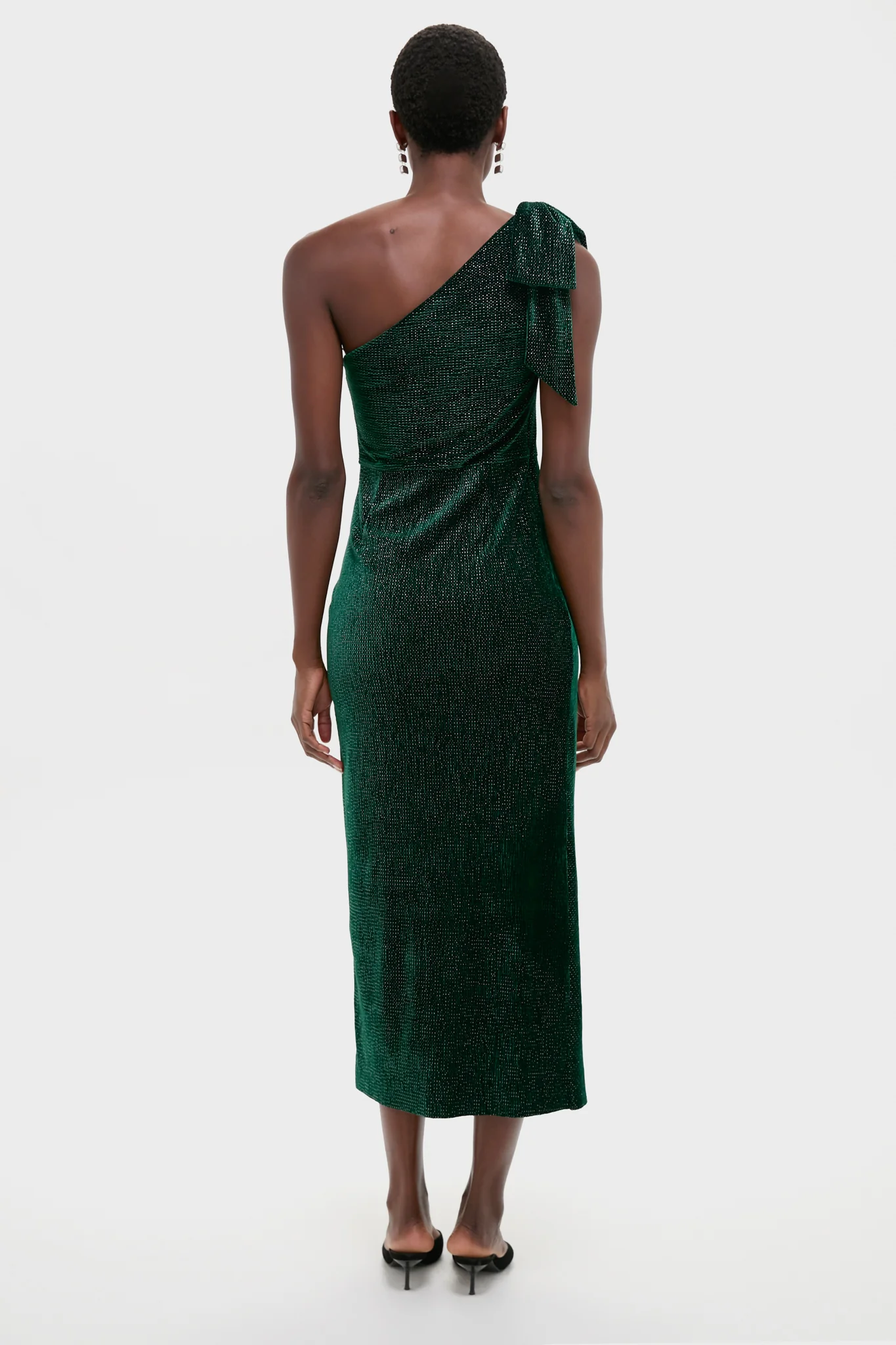 Emerald One Shoulder Ainslee Midi Dress - Image 4