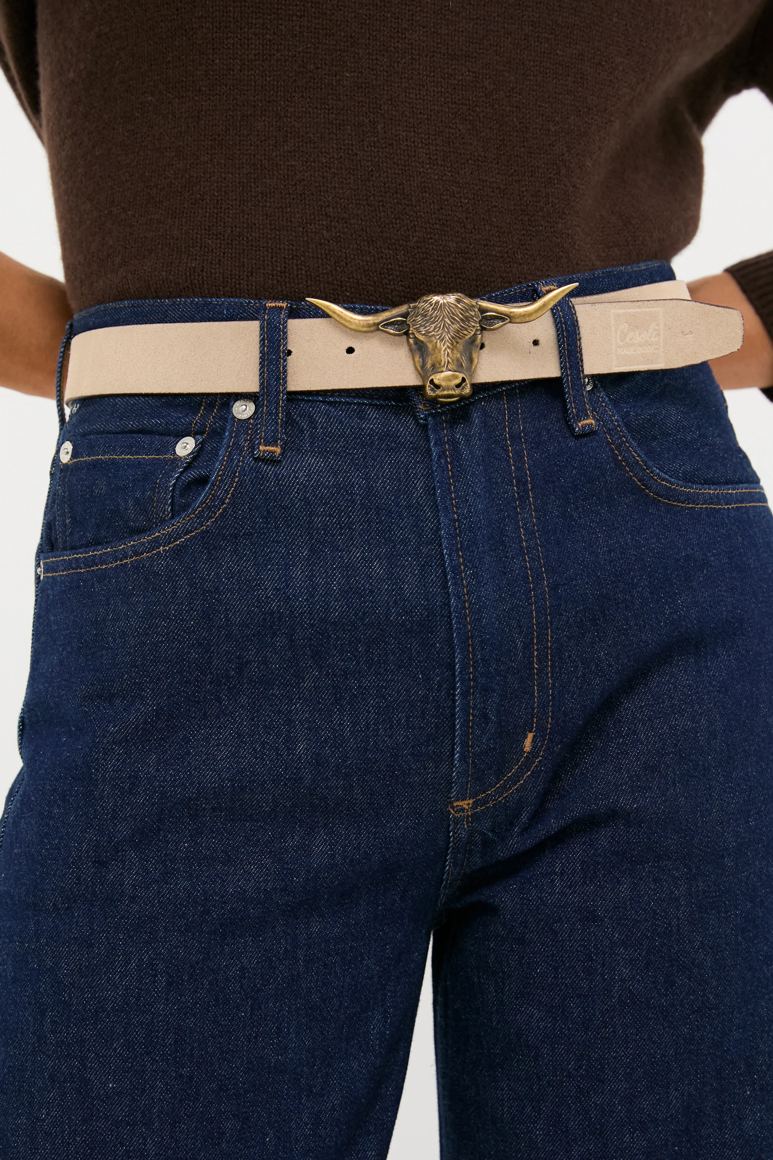 Espresso and Chantilly Suede Belt - Image 2