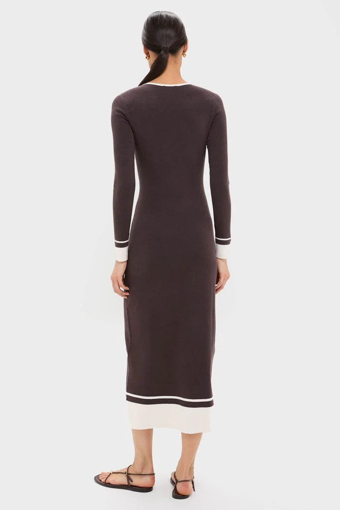 Espresso Egret Long Sleeve Ribbed Maxi Dress - Image 4