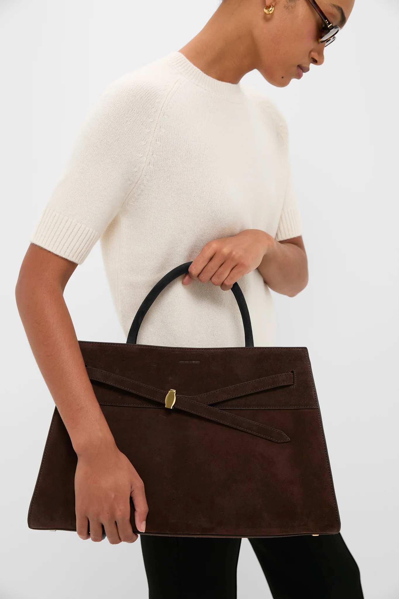 Espresso Large Suede Veronica Beard Dash Bag - Image 2