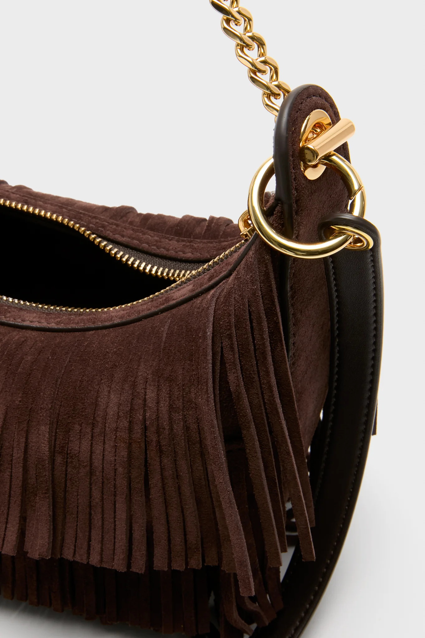 Espresso Small Suede Fringe Fortune Hobo Bag - Image 4