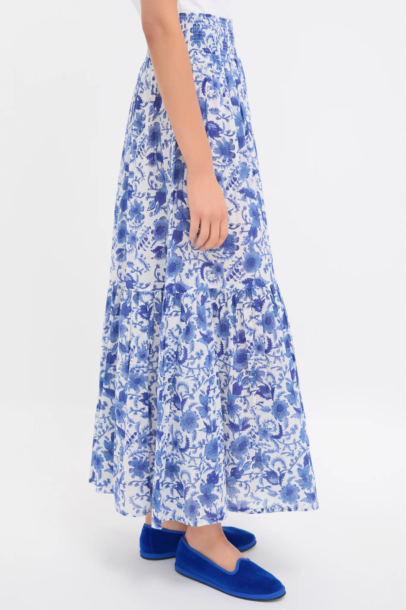 Exclusive Blue Morning Flower Print Shirred Skirt - Image 3