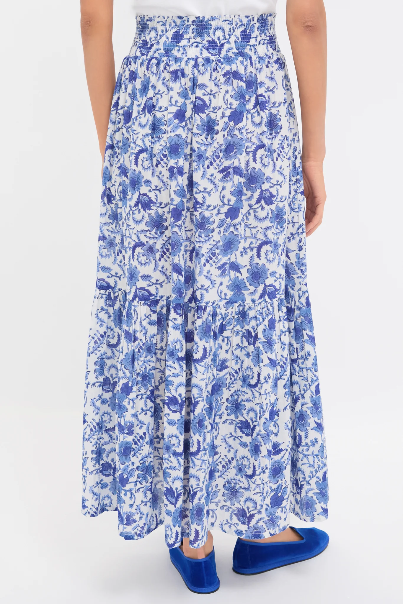 Exclusive Blue Morning Flower Print Shirred Skirt - Image 4