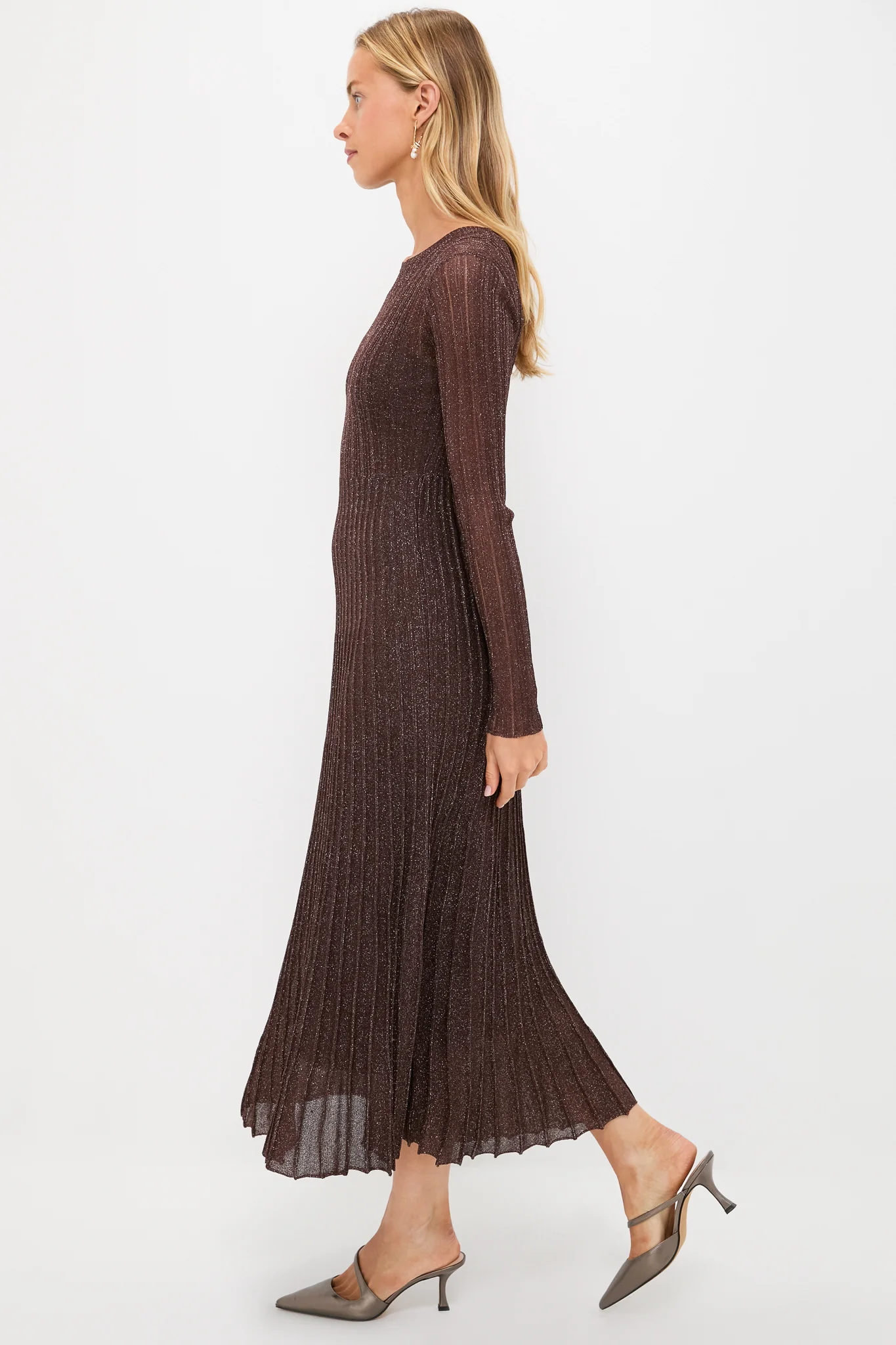 Exclusive Brown Long Sleeve Maxi Dress - Image 3
