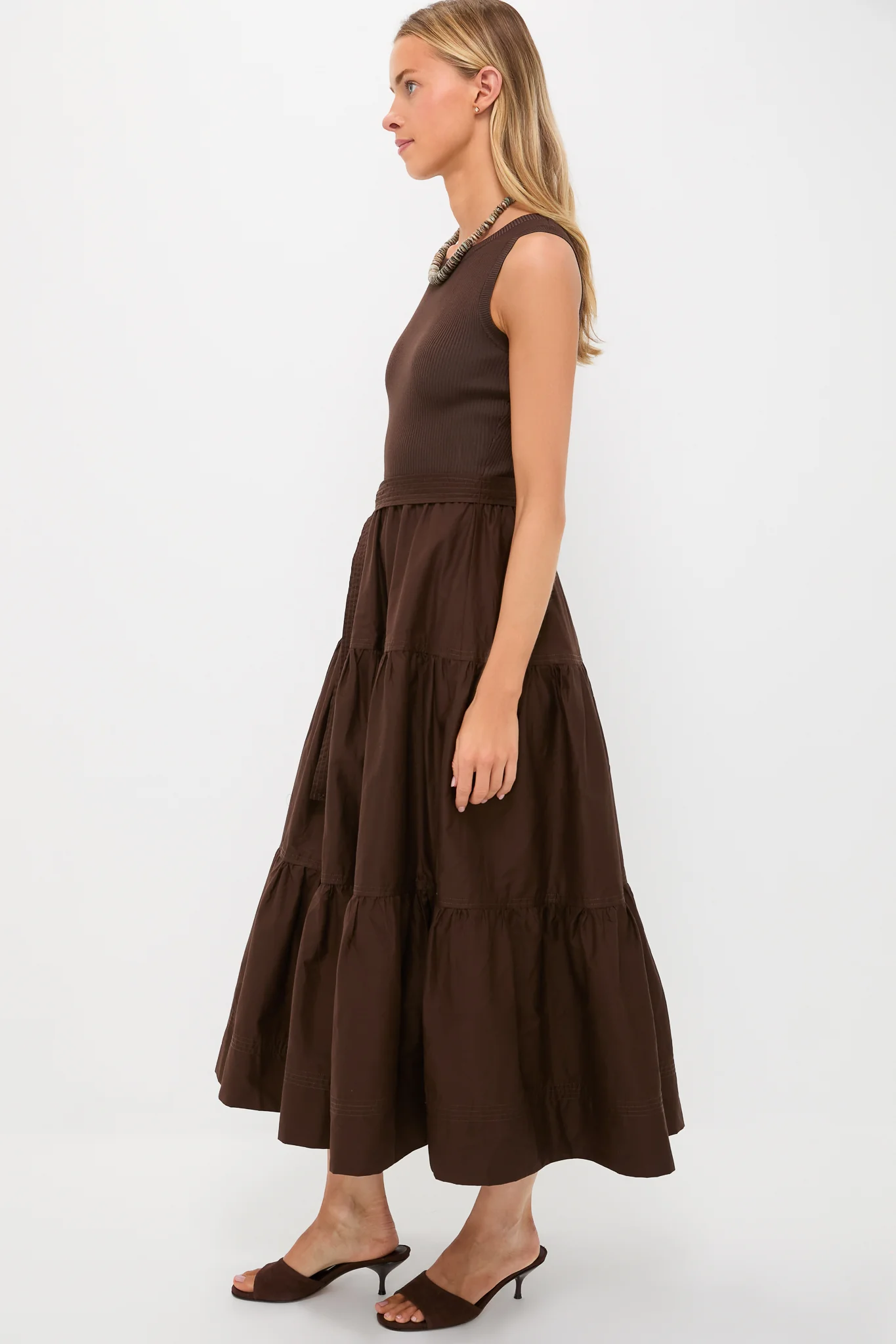 Exclusive Brown Sleeveless Maxi Dress - Image 3