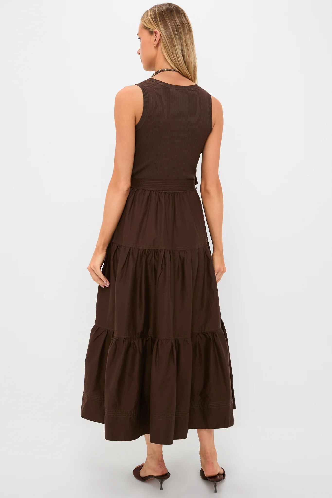 Exclusive Brown Sleeveless Maxi Dress - Image 4
