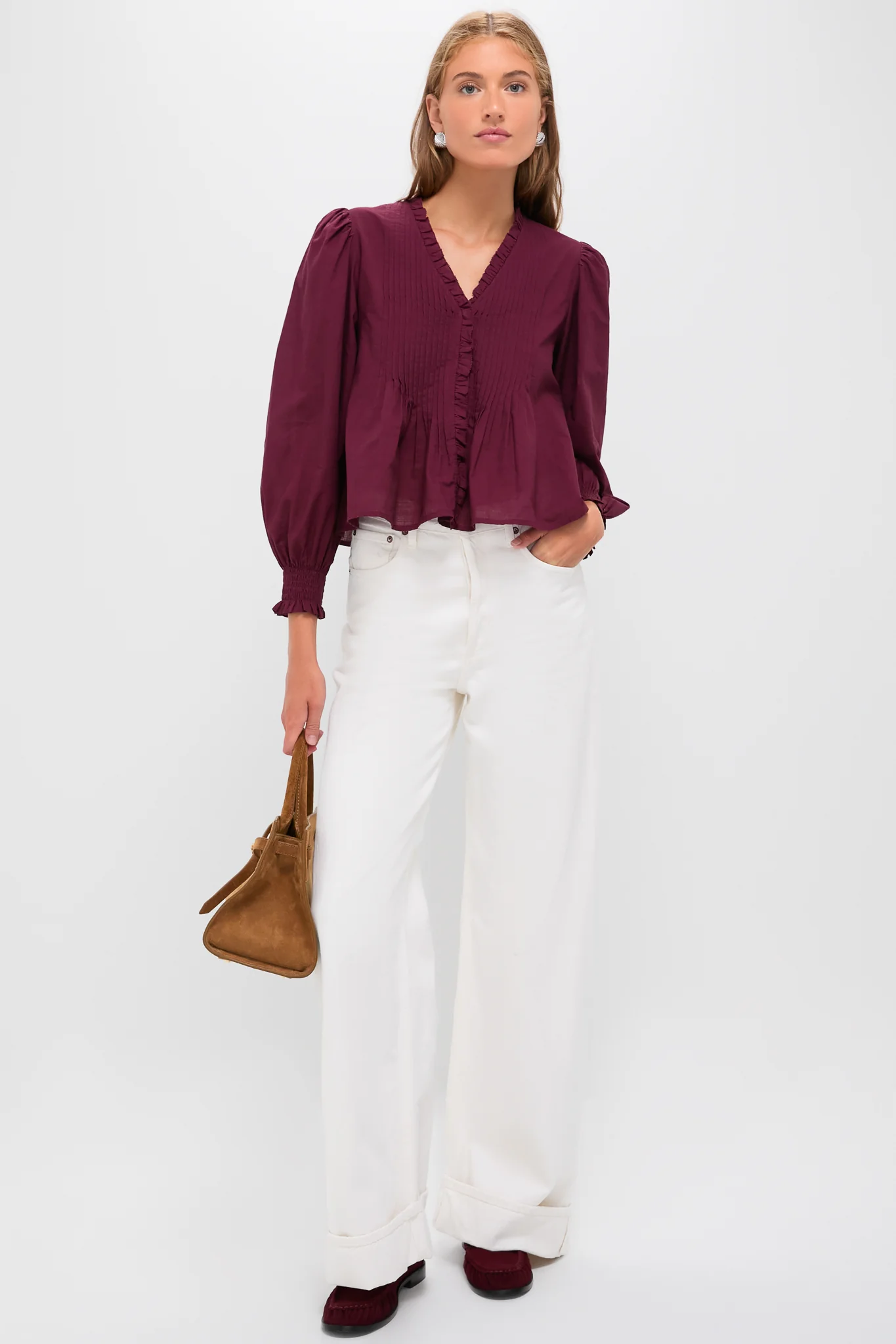 Exclusive Burgundy Anise Long Sleeve Top - Image 2