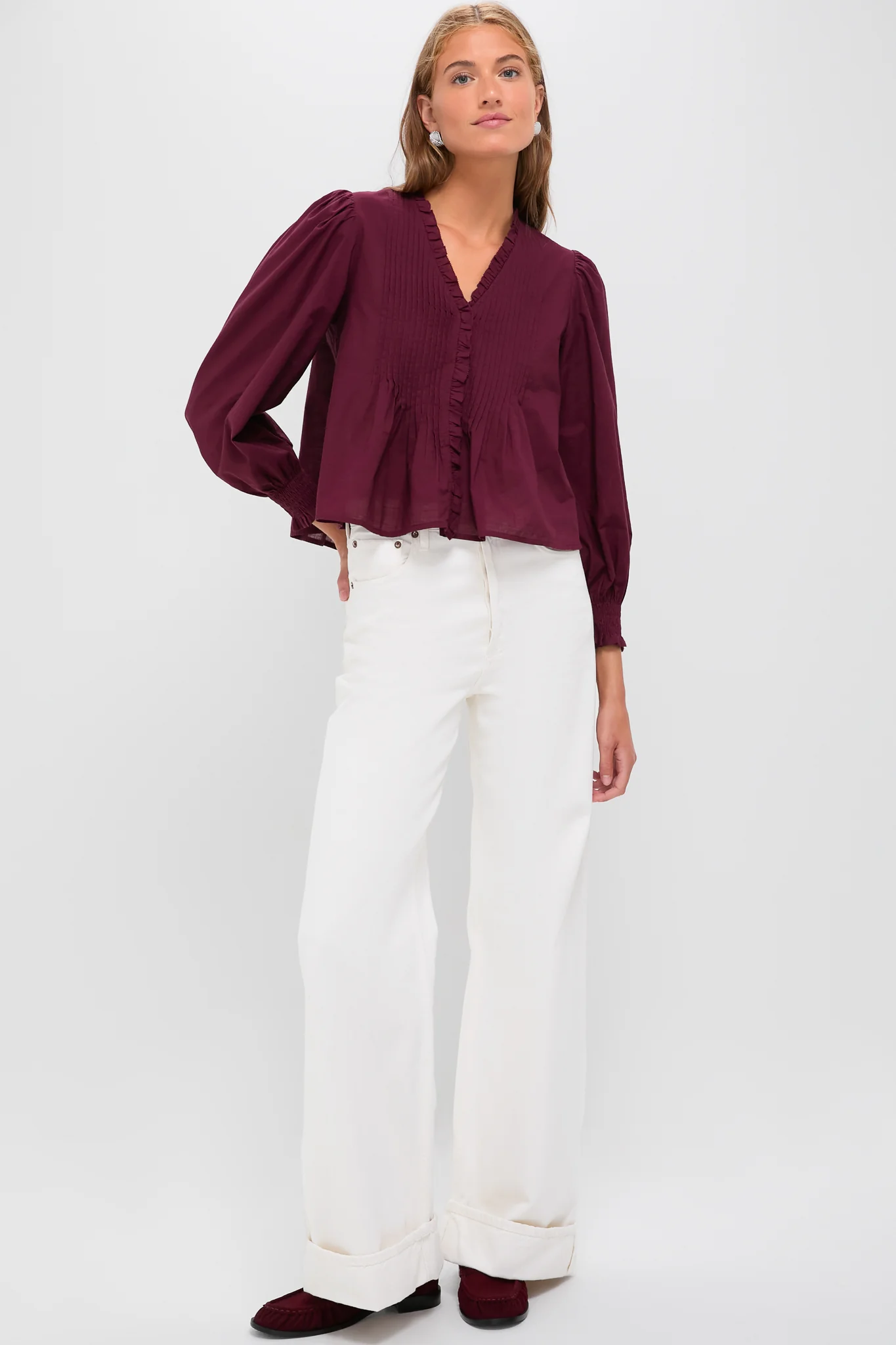Exclusive Burgundy Anise Long Sleeve Top - Image 6