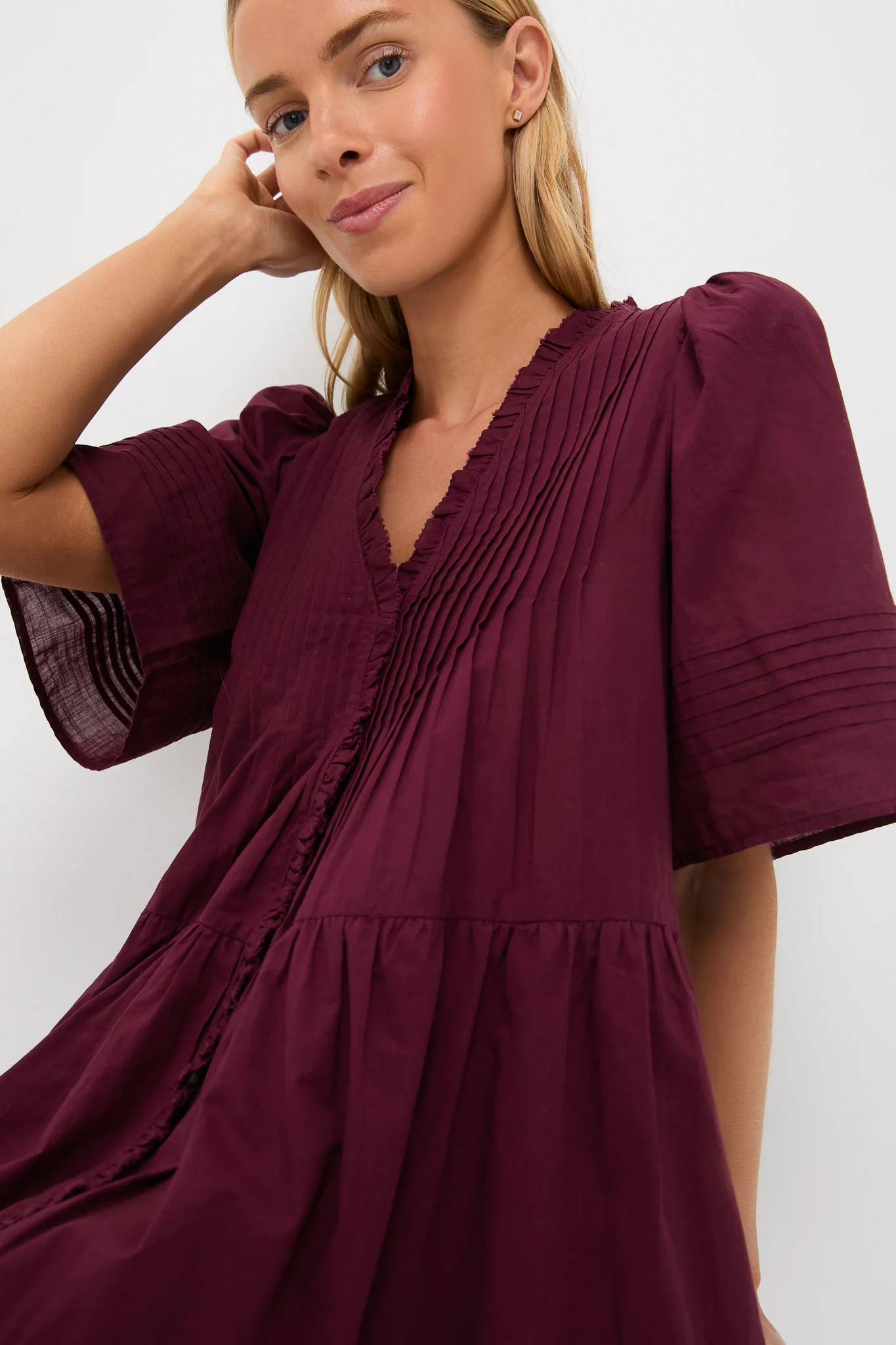Exclusive Burgundy Anise Short Sleeve Dress - Image 5