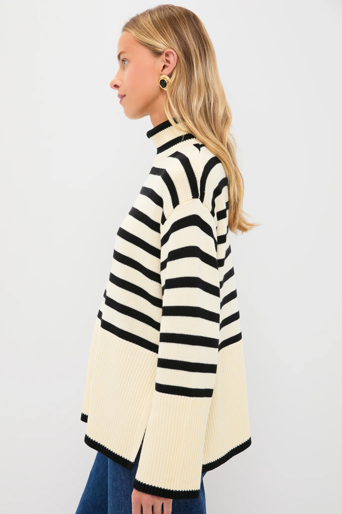 Exclusive Cream Striped Turtleneck Sweater - Image 3
