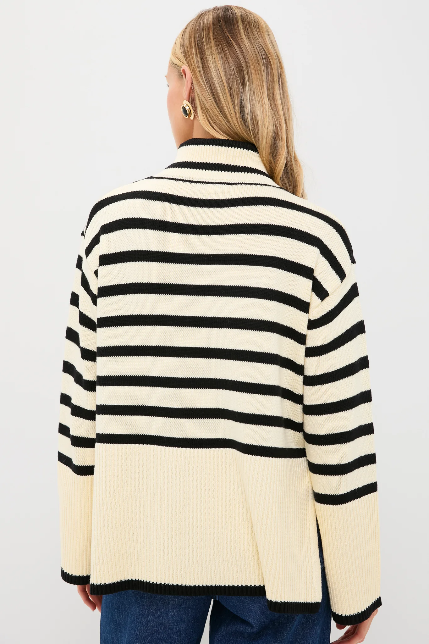 Exclusive Cream Striped Turtleneck Sweater - Image 4