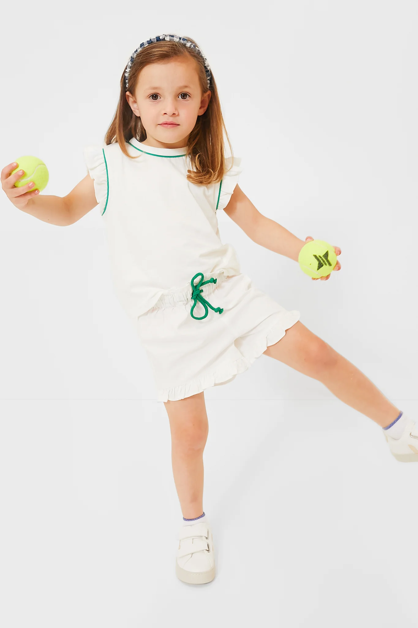 Exclusive Green Piping White Adrian Tee - Image 2