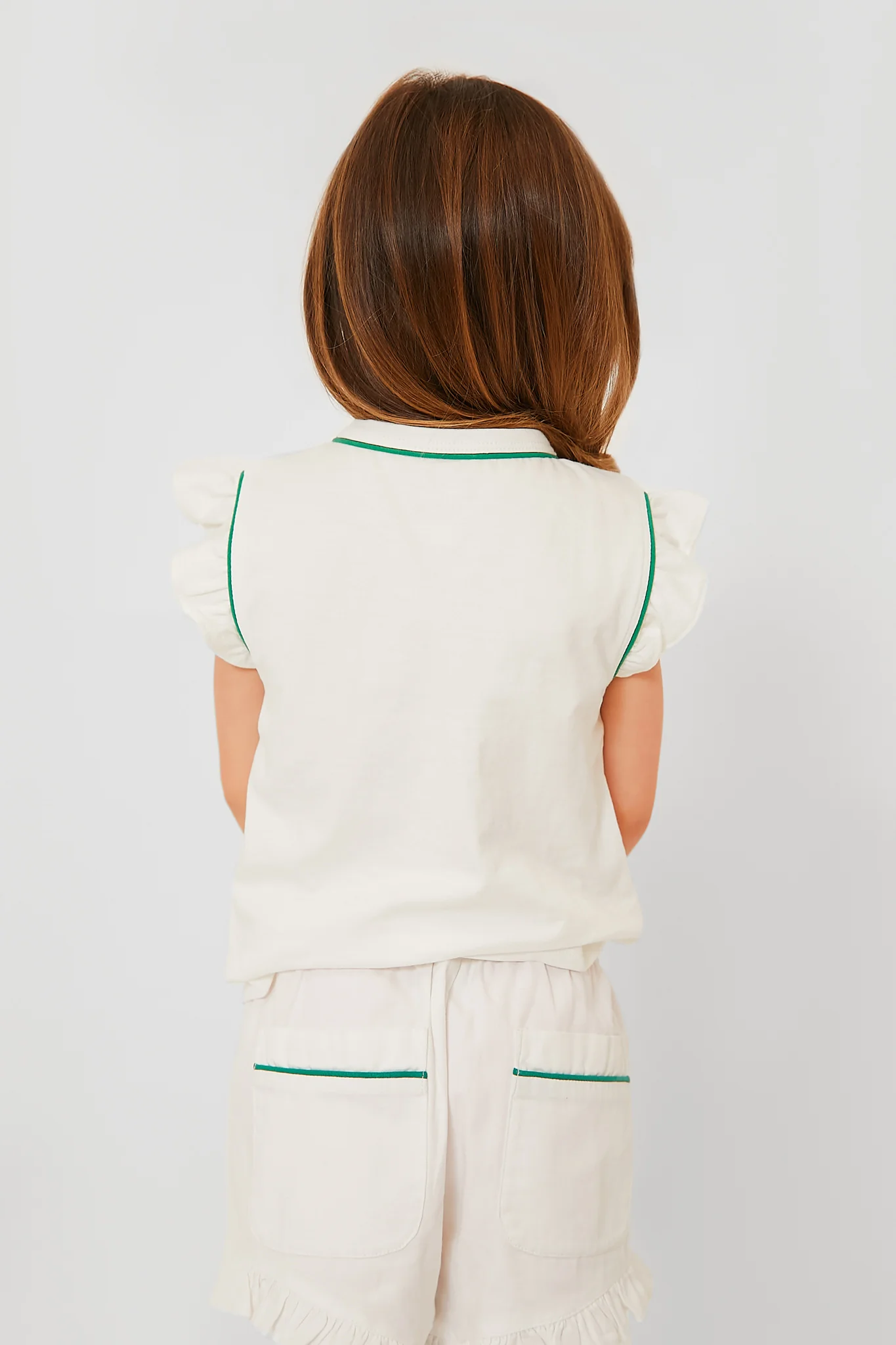 Exclusive Green Piping White Adrian Tee - Image 4