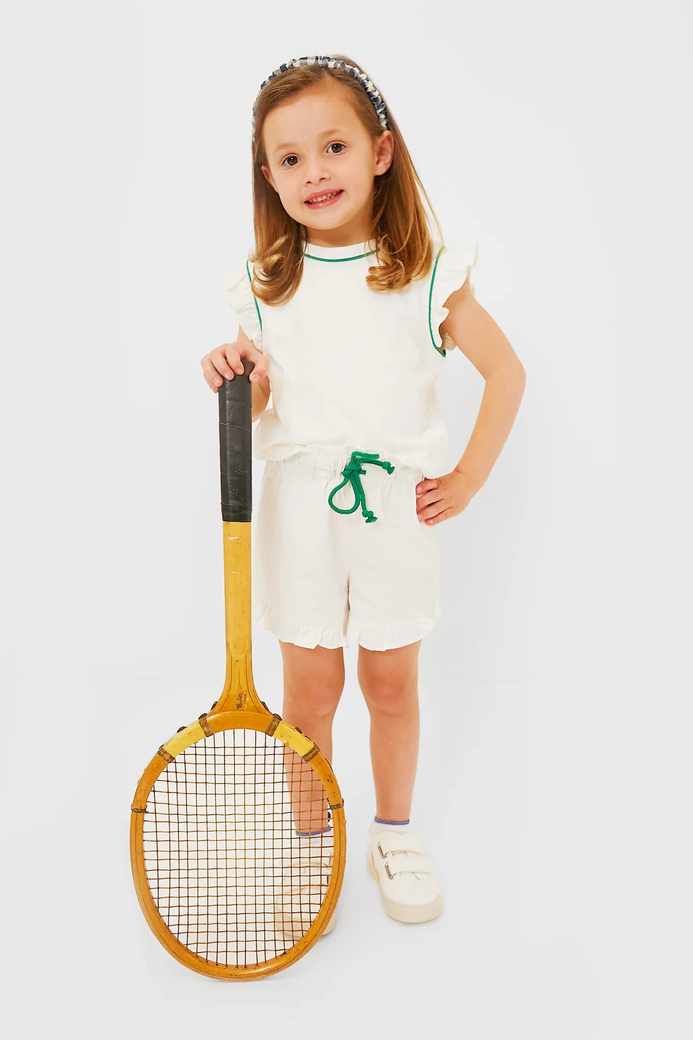 Exclusive Green Piping White Stella Shorts - Image 2